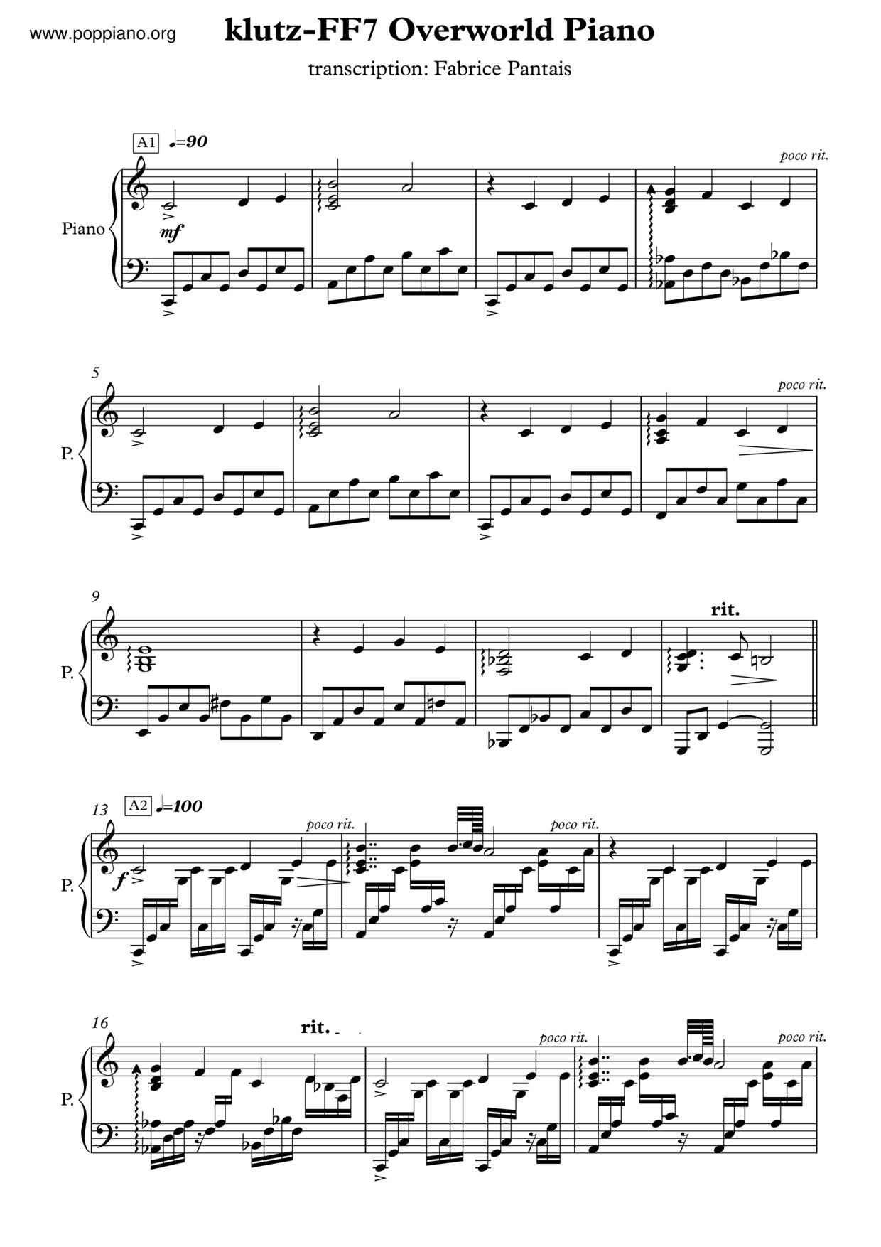 Final Fantasy Vii Main Theme Overworld Sheet Music Pdf Free Score