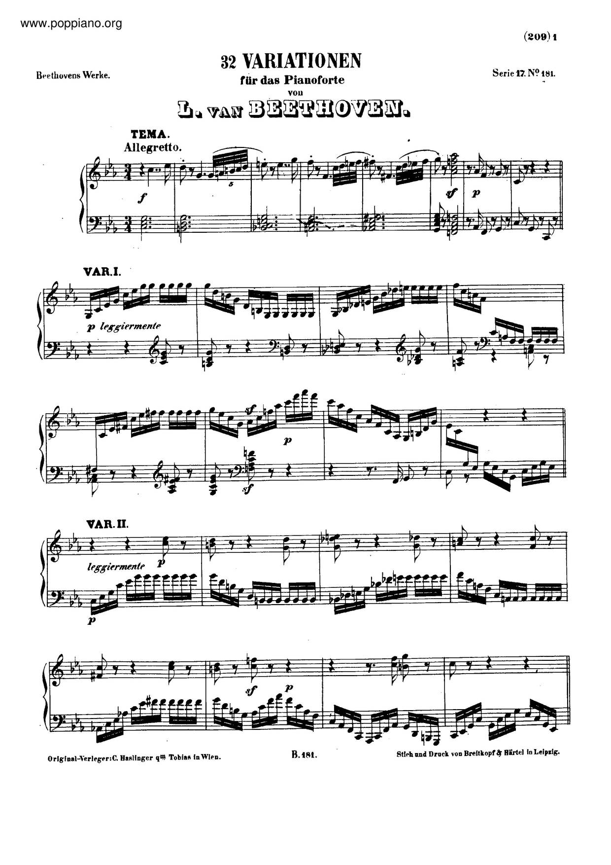 Ludwig Van Beethoven Variations In C Minor Woo Sheet Music Pdf