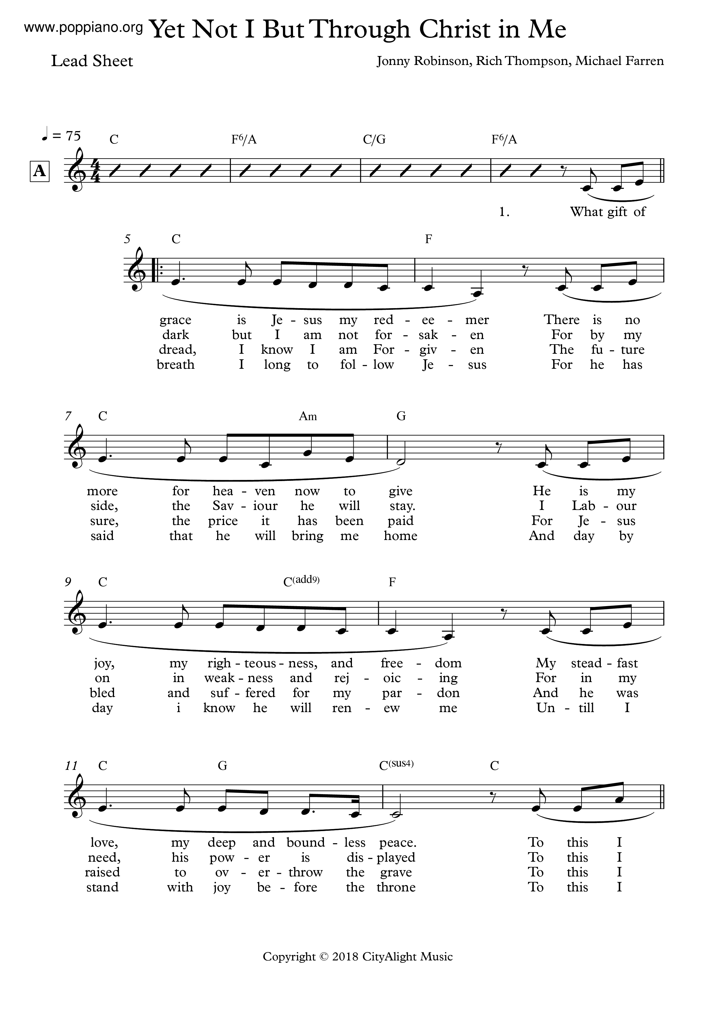 Hymn Yet Not I But Through Christ In Me Sheet Music Pdf Free Score