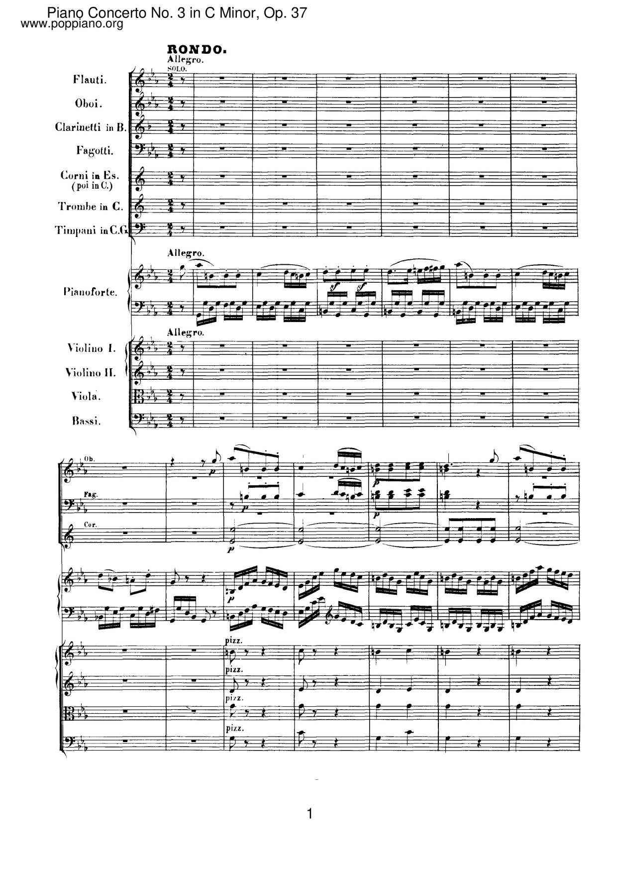 Ludwig Van Beethoven-Piano Concerto No. 3 In C Minor, Op. 37 琴谱/五线谱pdf ...