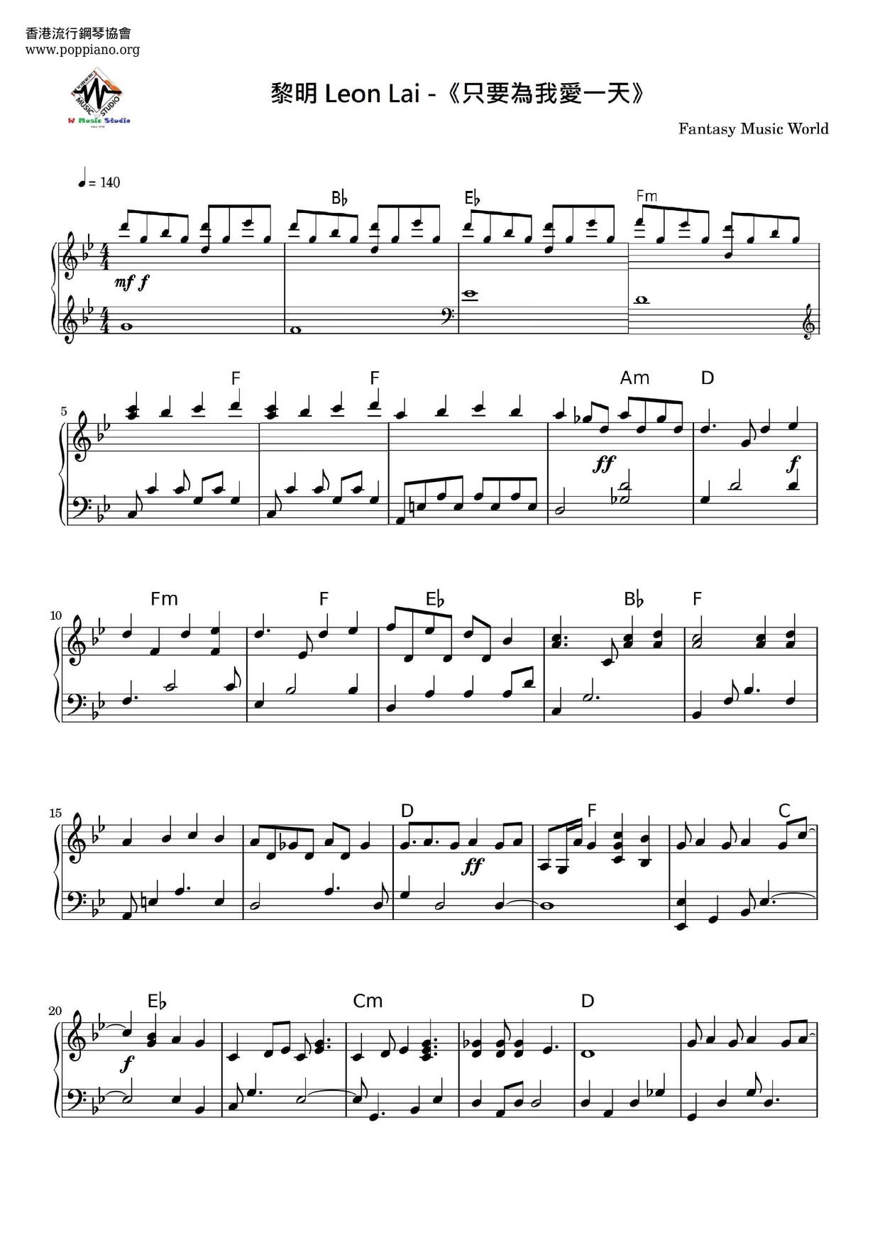 leon-lai-just-love-the-day-for-me-sheet-music-pdf-free-score-download