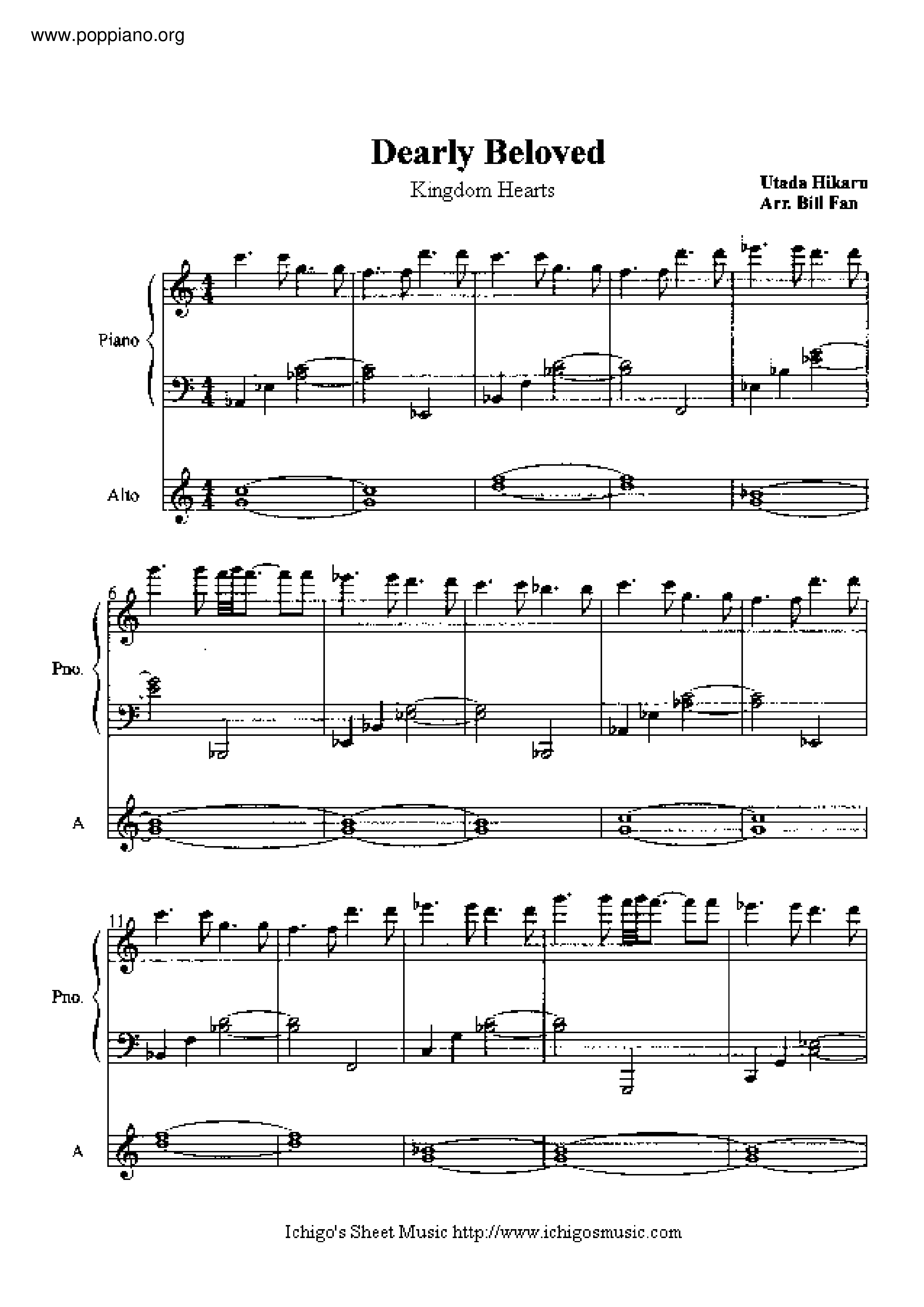 Kingdom Hearts-Dearly Beloved Sheet Music Pdf, - Free Score Download ★