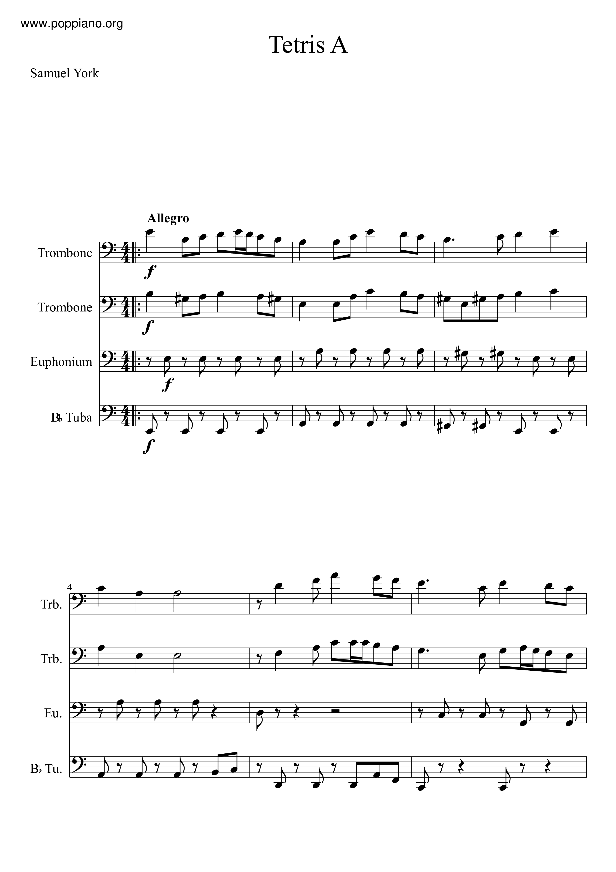 ☆ Tetris-Theme A Sheet Music pdf, - Free Score Download ☆