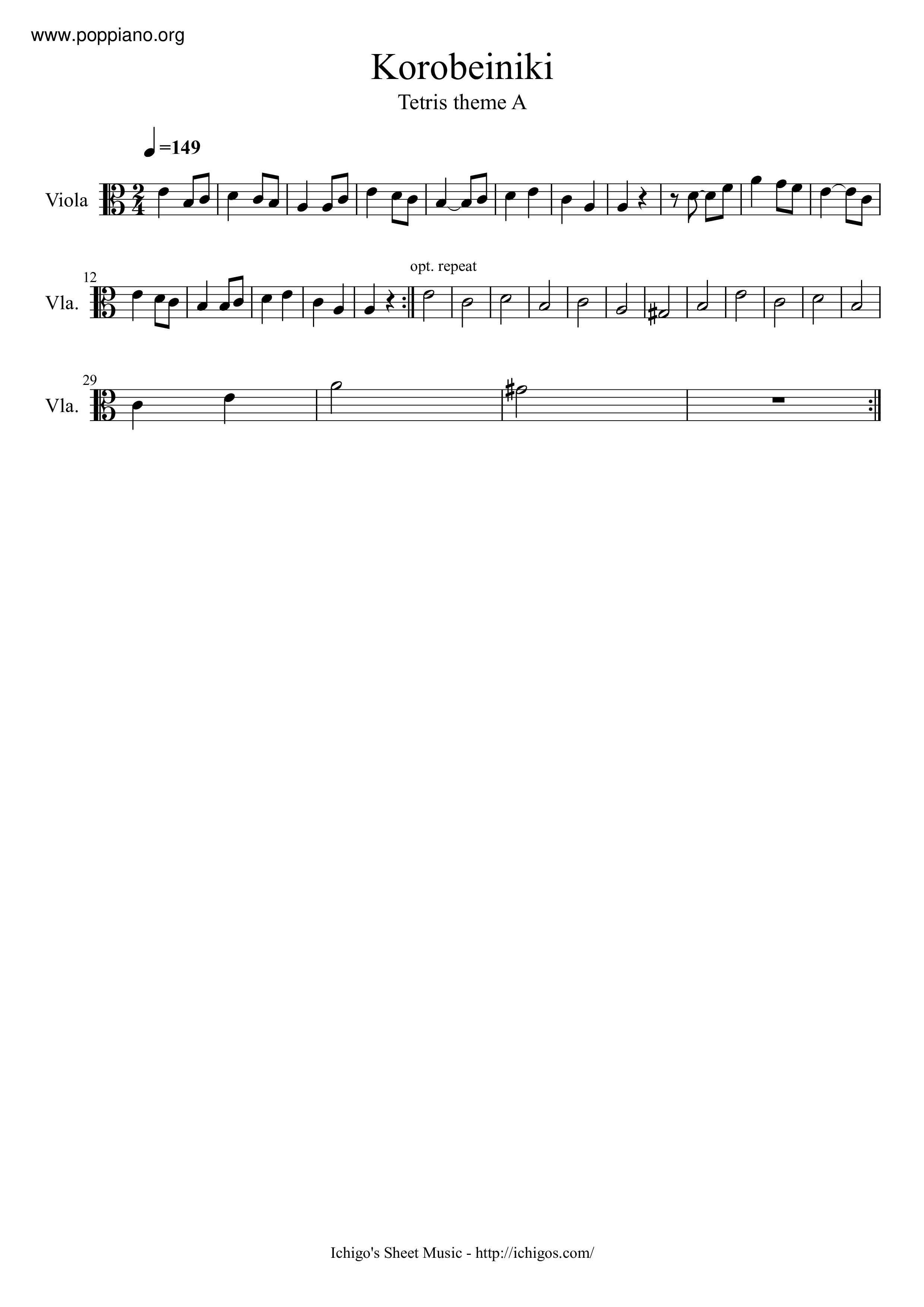 ☆ Tetris-Theme A Sheet Music pdf, - Free Score Download ☆