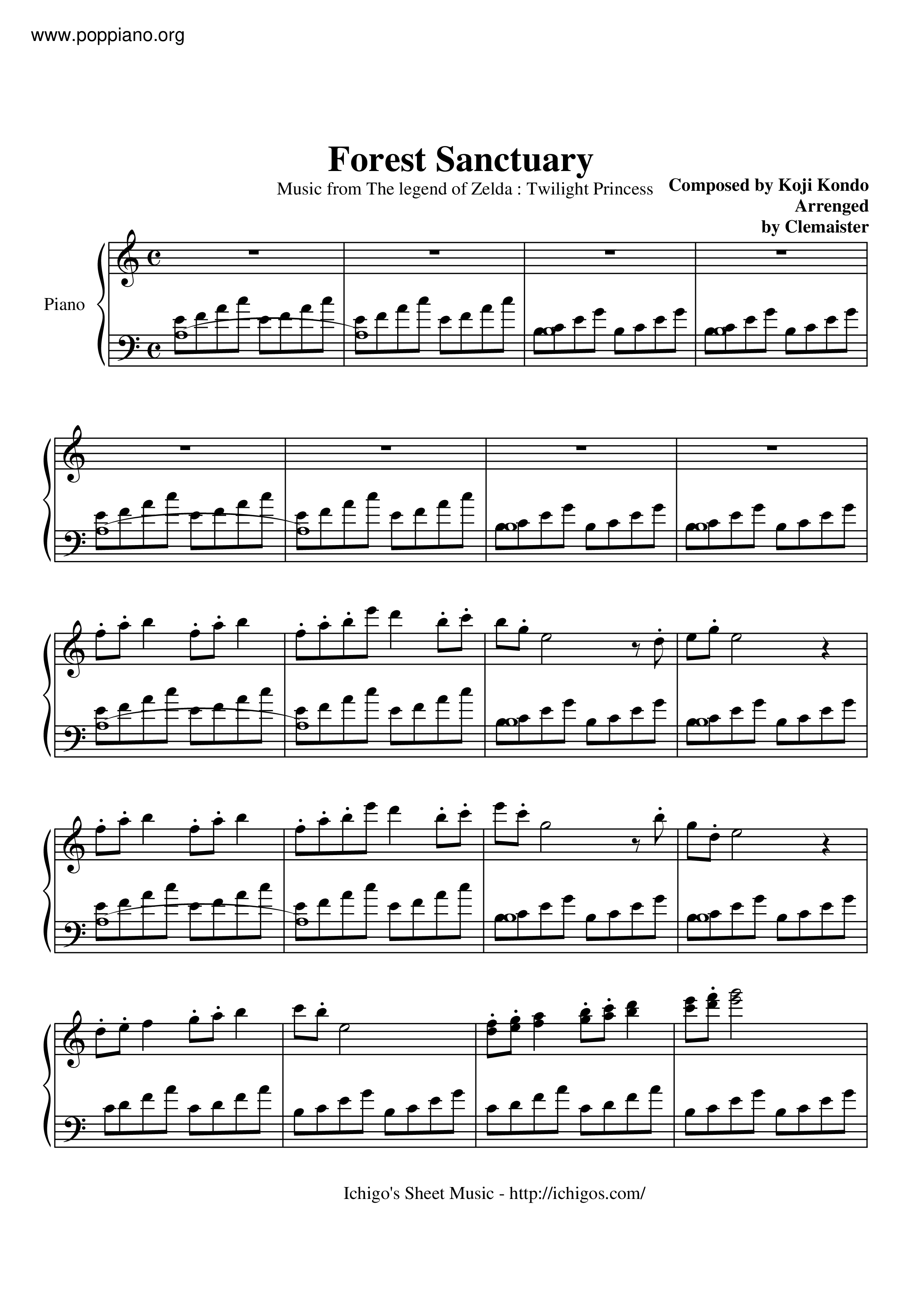 ☆ The Legend of Zelda: Twilight Princess-Sanctuary Forest Sheet Music pdf,  - Free Score Download ☆