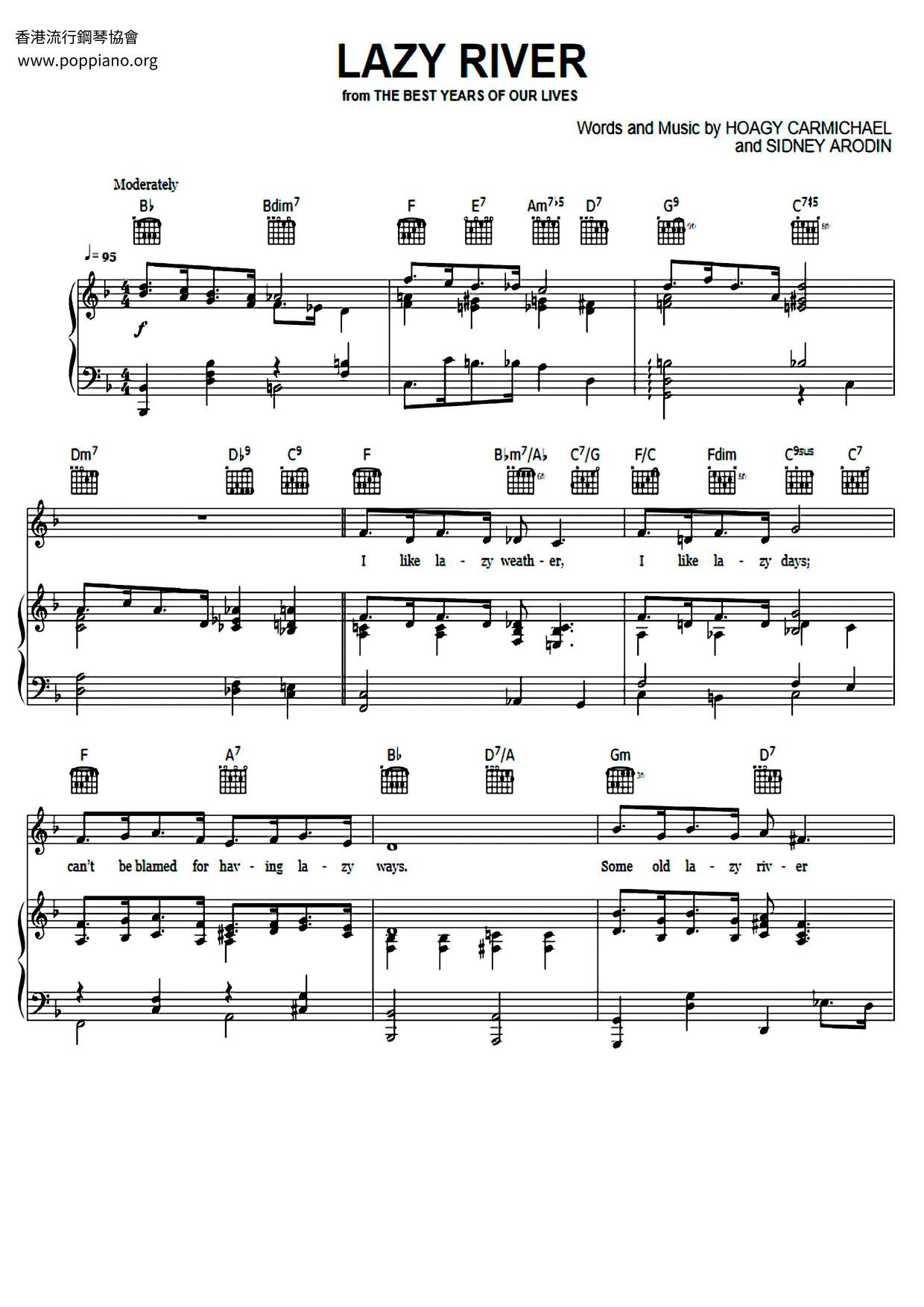 Bobby Darin Lazy River Sheet Music Pdf Free Score Download ★ 5153