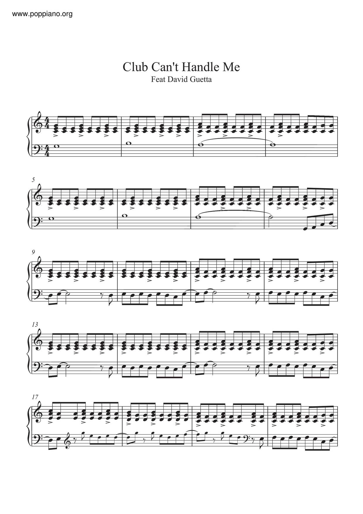 ☆ Flo Rida, David Guetta-Club Can't Handle Me Sheet Music pdf, - Free Score  Download ☆