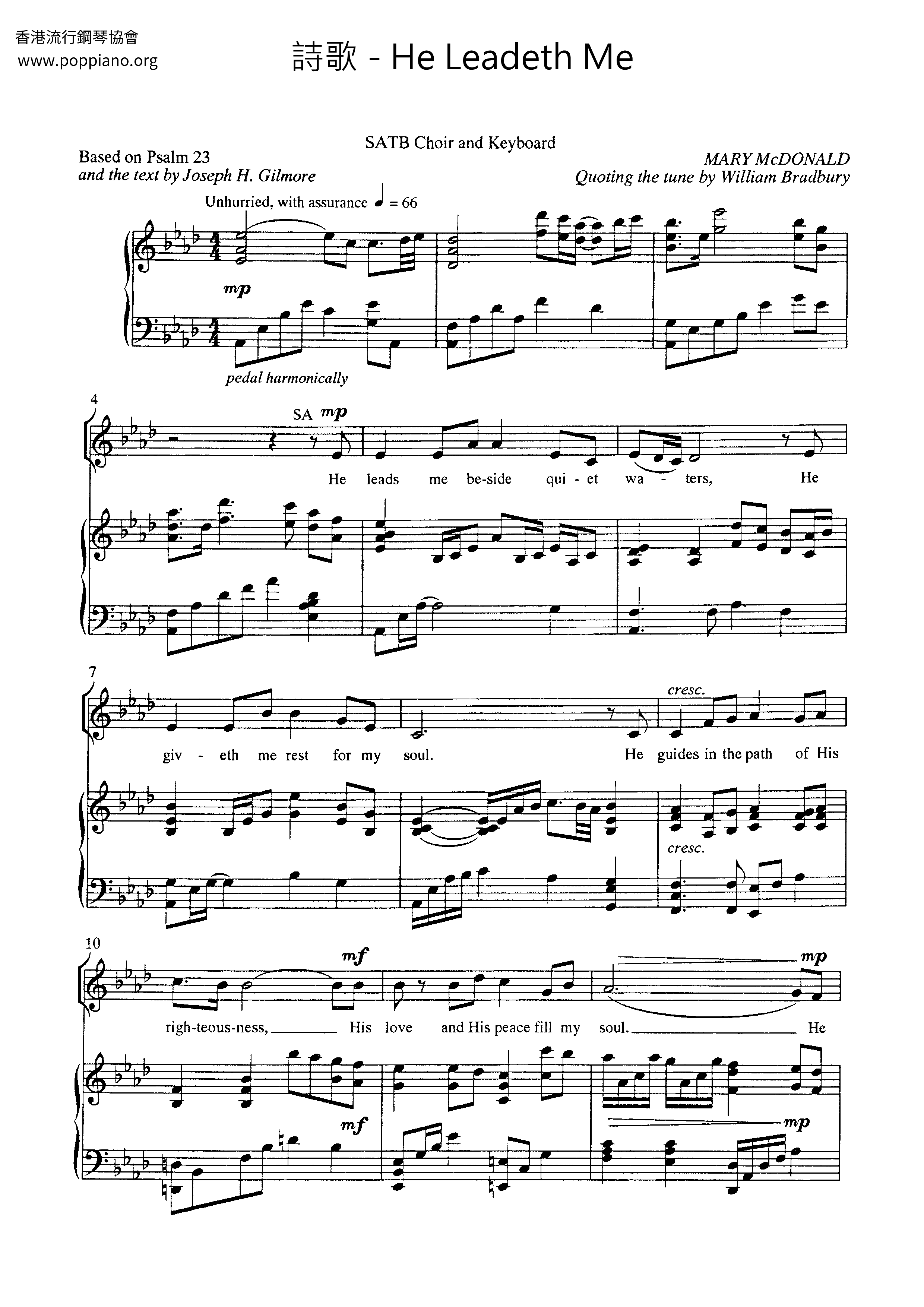 hymn-He Leadeth Me Sheet Music pdf, - Free Score Download ★