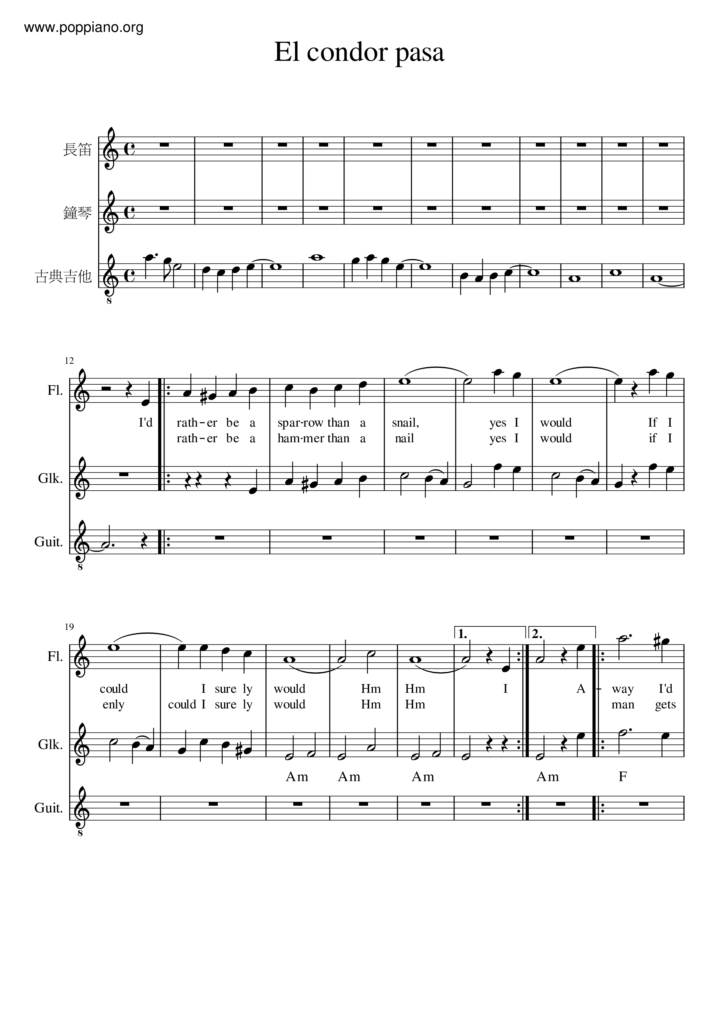 Simon & Garfunkel-El Condor Pasa (If I Could) Sheet Music pdf, - Free ...