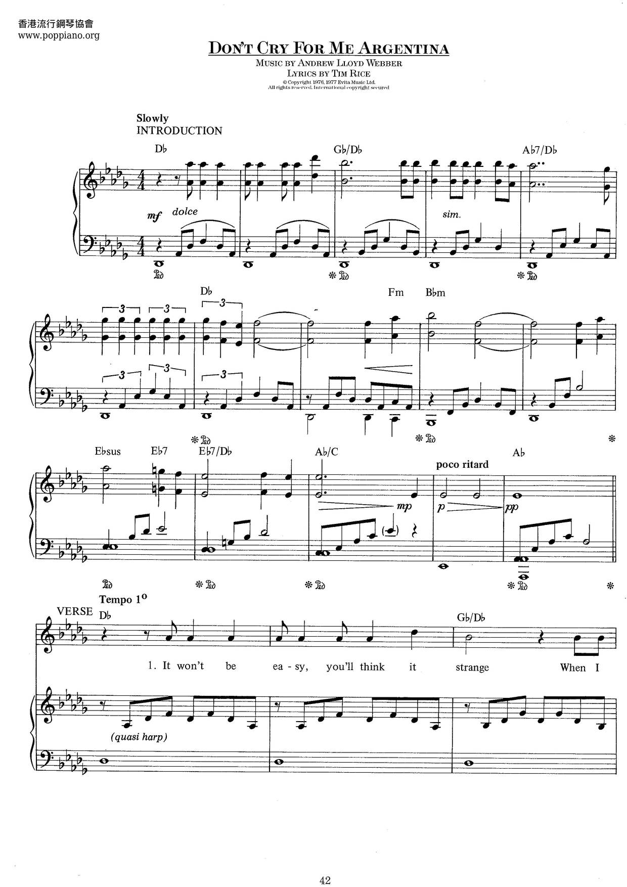 Barbra Streisand Dont Cry For Me Argentina Sheet Music Pdf Free