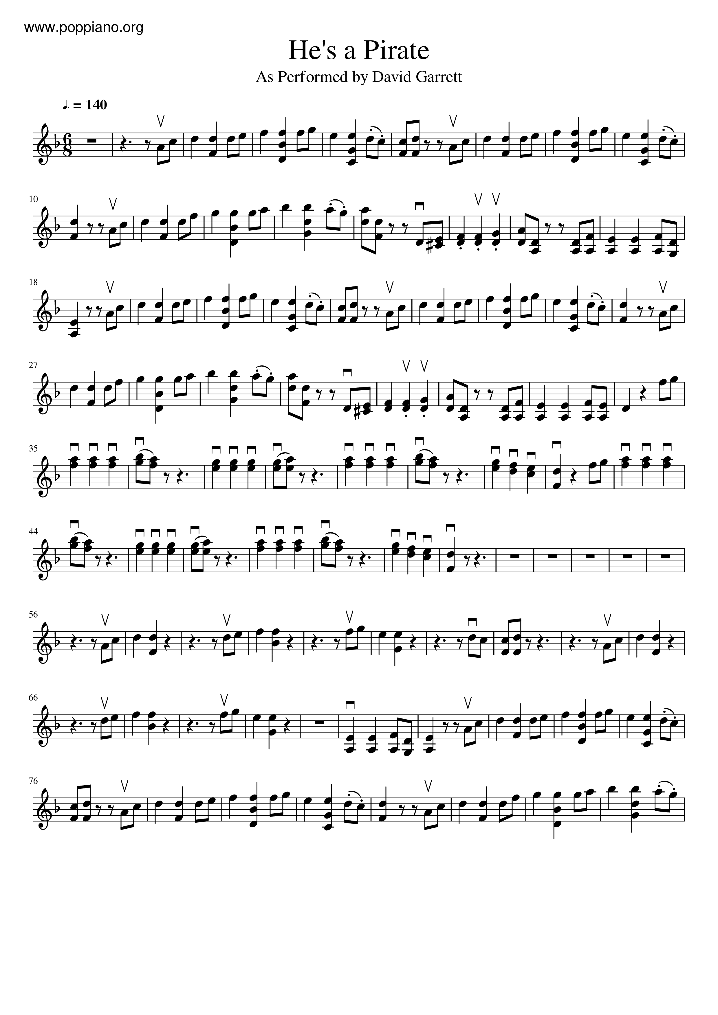 ☆ John Williams-Pirates Of The Caribbean - He's A Pirate Violin Score pdf, - Free Score Download