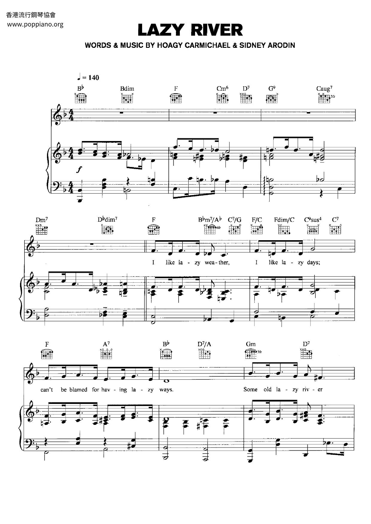 Bobby Darin Lazy River Sheet Music Pdf Free Score Download ★ 0541