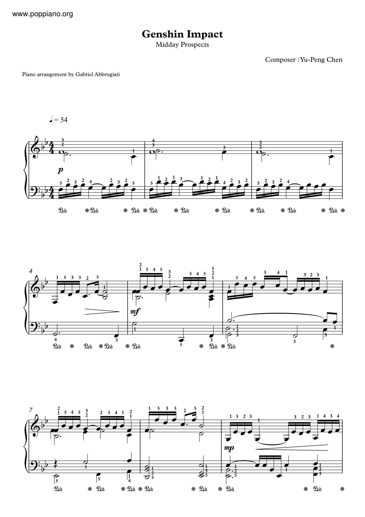 yu-peng-chen-genshin-impact-midday-prospects-sheet-music-pdf-free