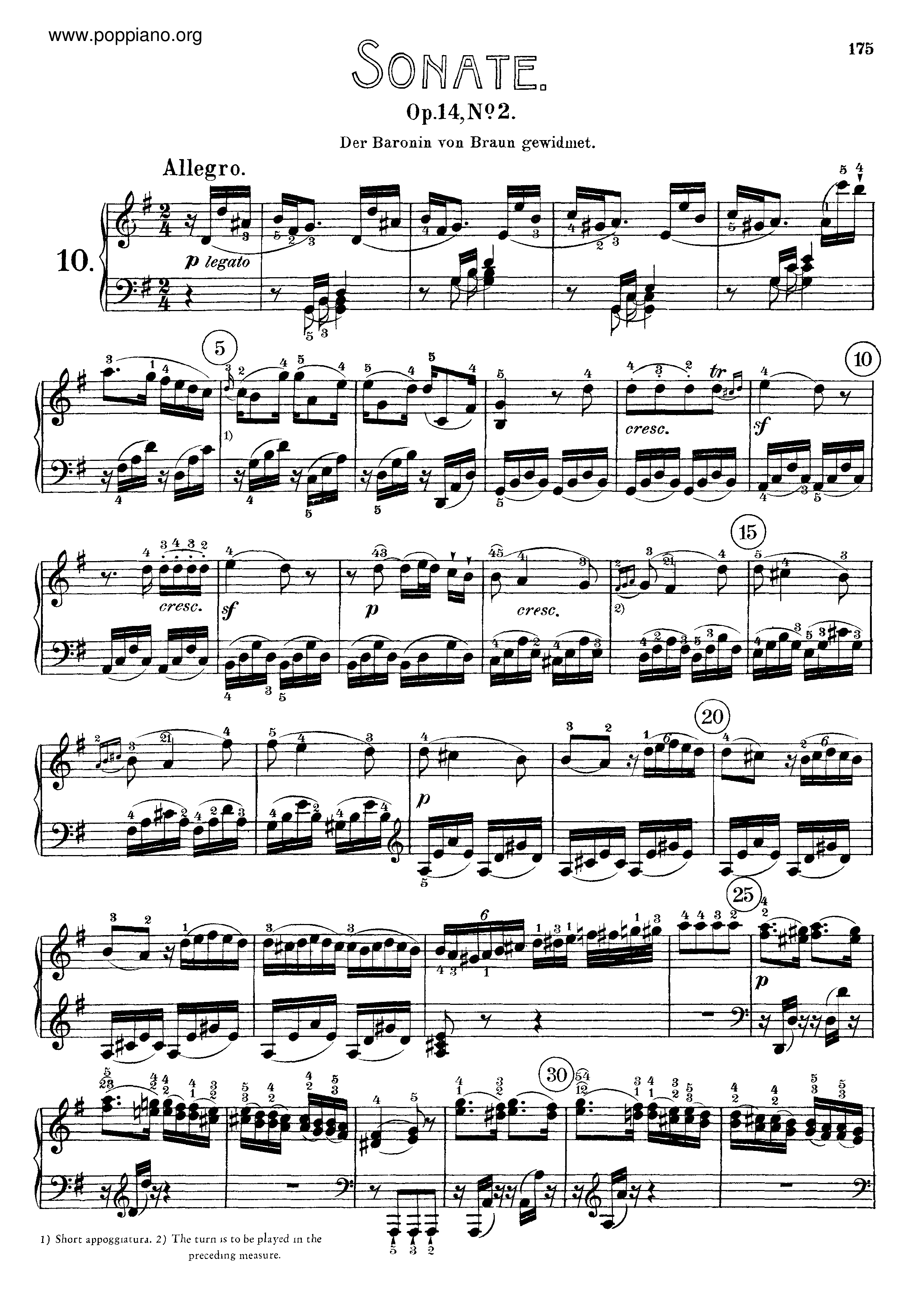 Ludwig Van Beethoven-Sonata No. 10 in G major 琴譜pdf (ベートーベン)-香港流行鋼琴協會琴譜下載 ★