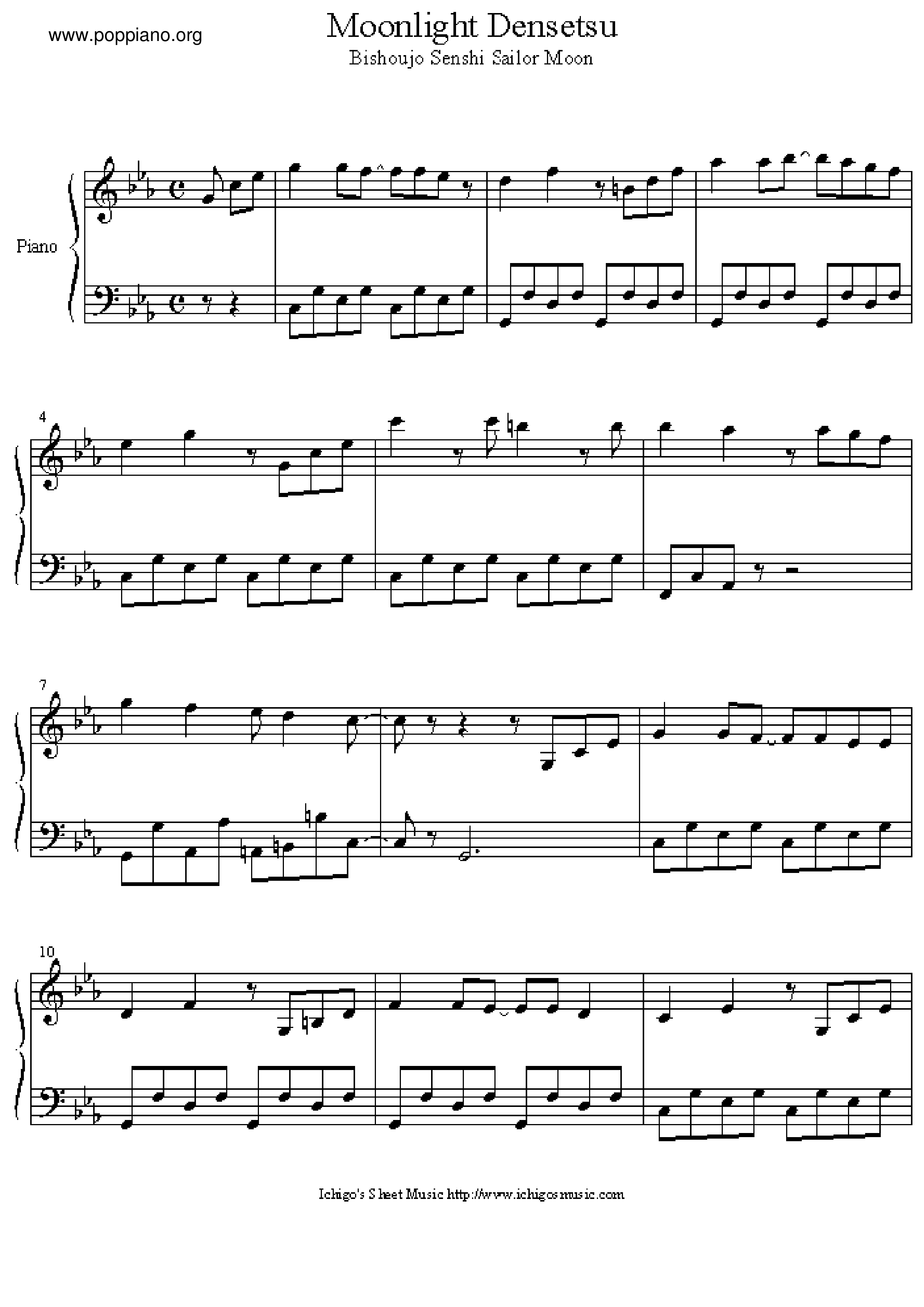 anime-Moonlight (Sailor Moon) Sheet Music pdf, -美少女戦士セーラームーン 楽譜 (アニメソング