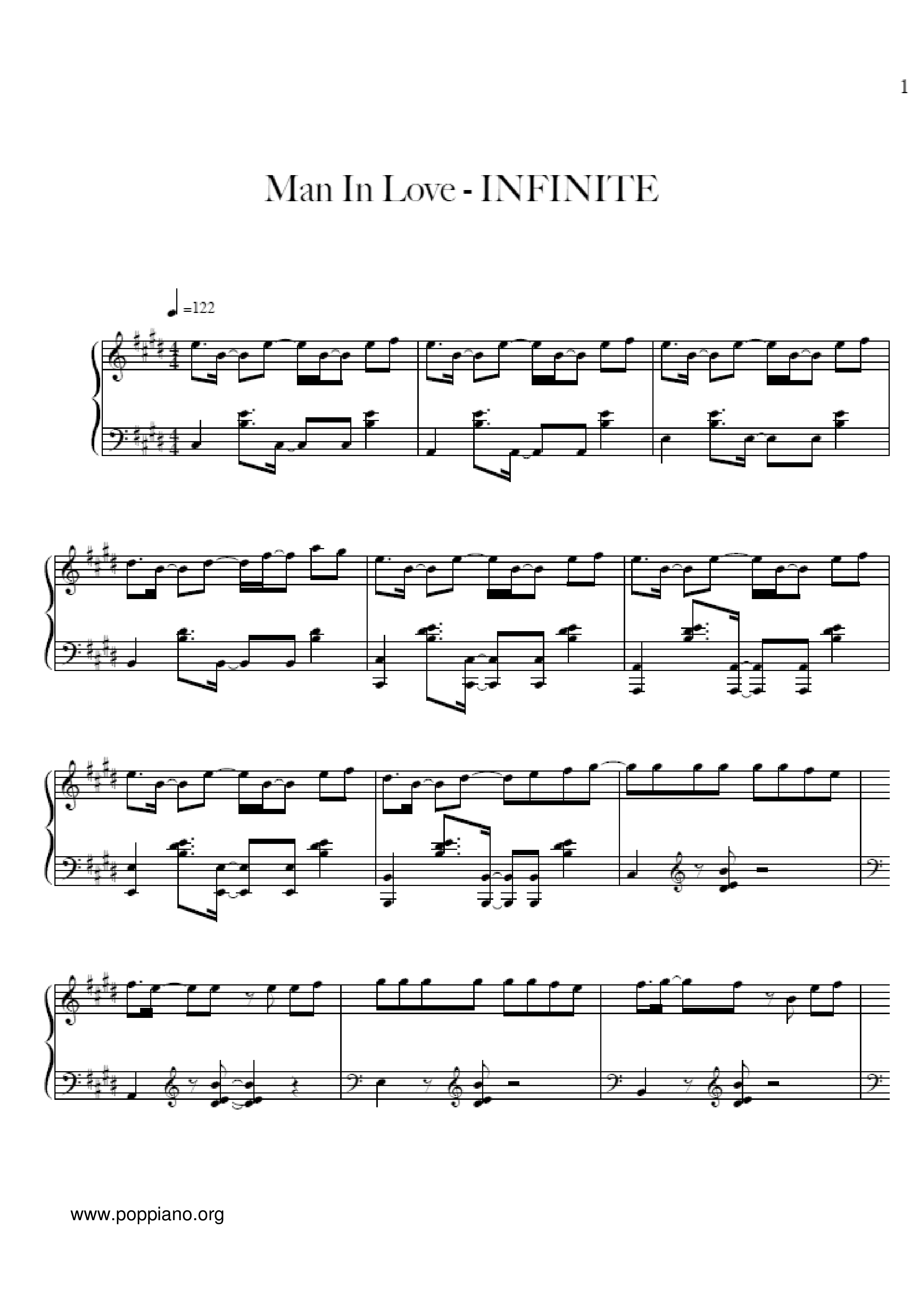 Infinite Man In Love Sheet Music Pdf Free Score Download