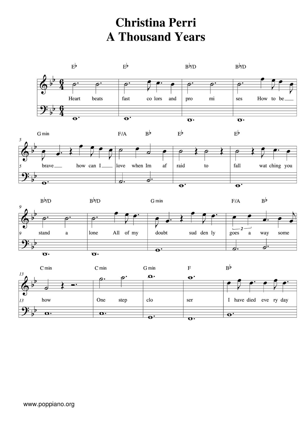 Christina Perri A Thousand Years Sheet Music Pdf ア サウザンド イヤーズ 楽譜 クリスティーナ ペリー Free Score Download