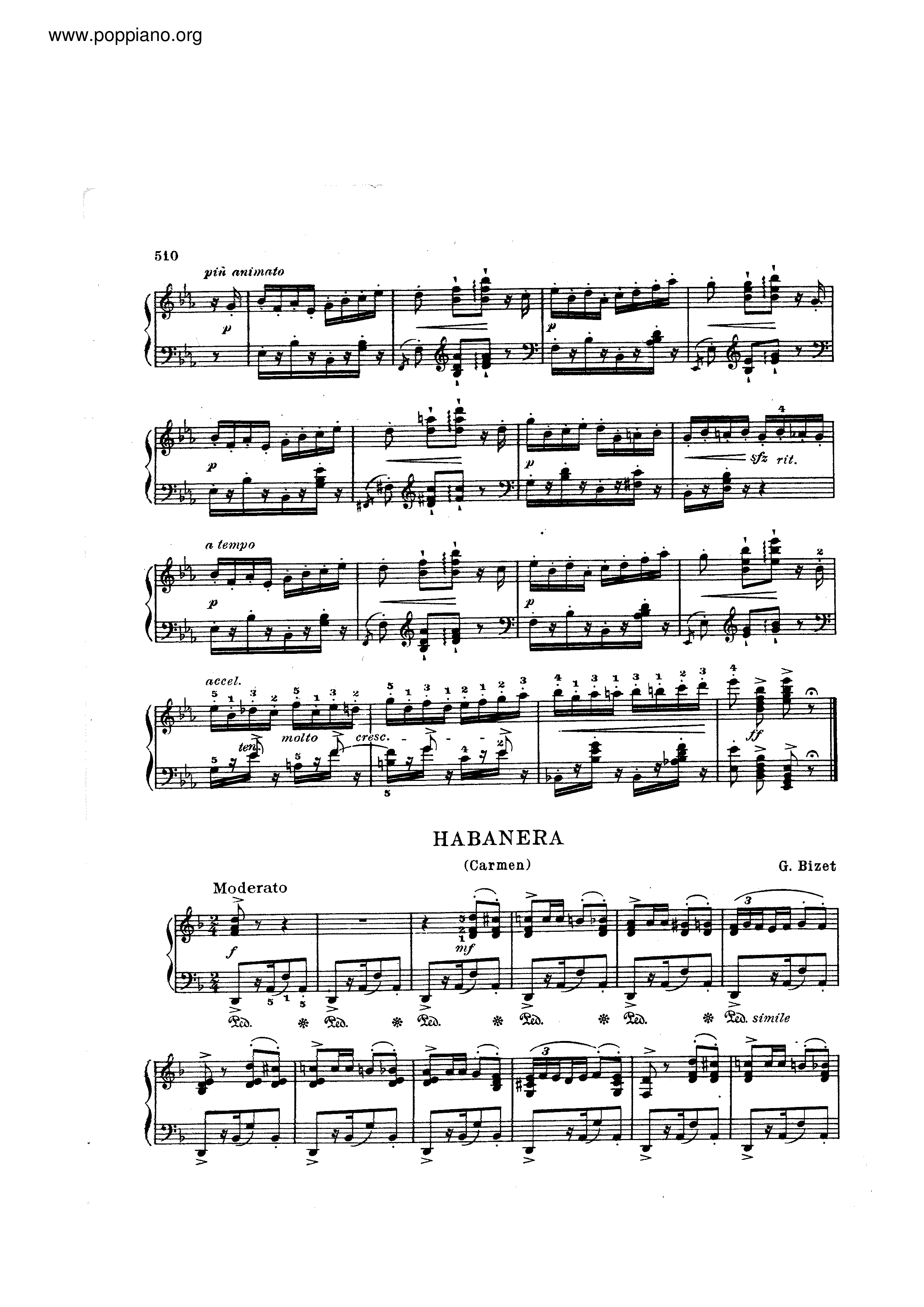 Bizet-Carmen - Habanera Sheet Music Pdf, - Free Score Download ★