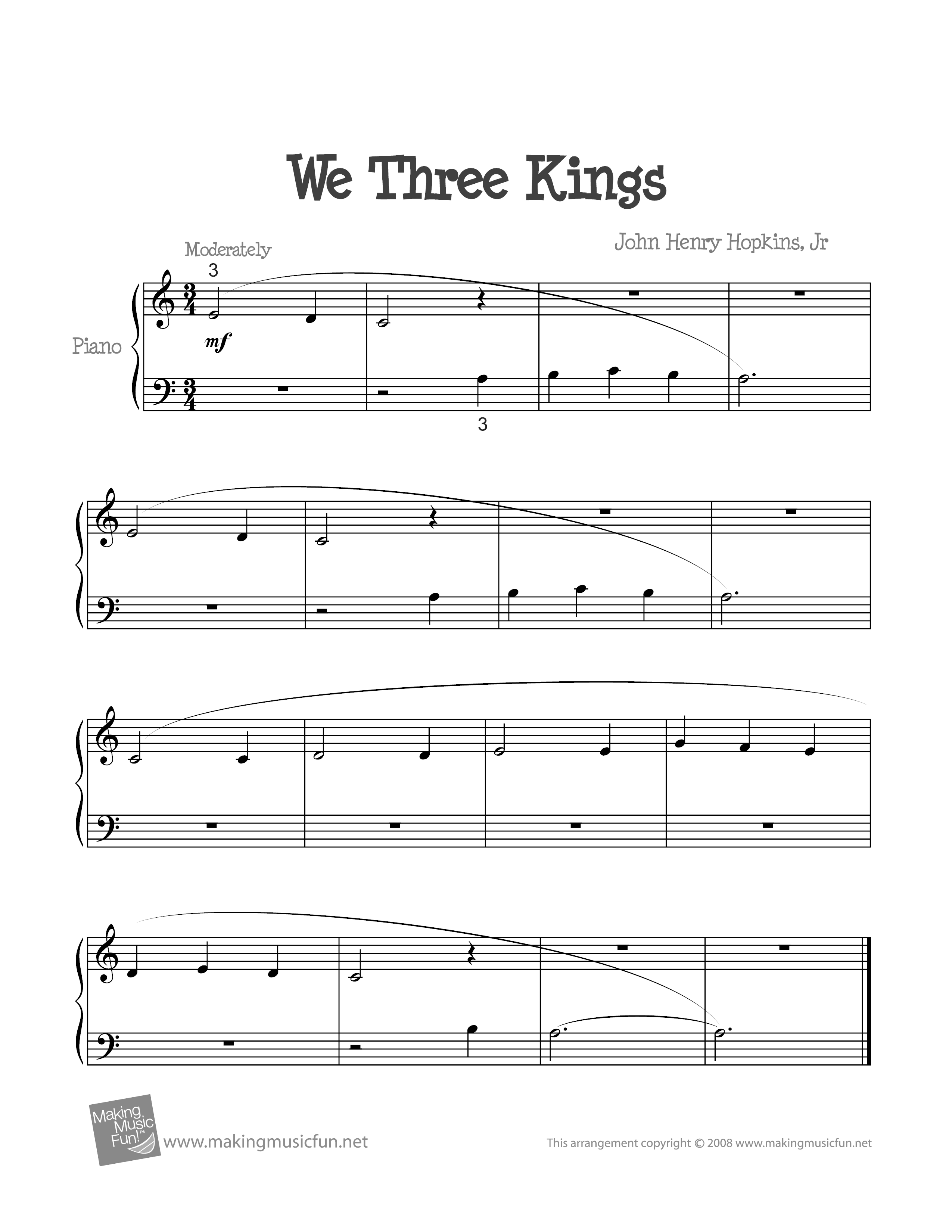 ChristmasWe Three Kings Sheet Music pdf, Free Score Download ★