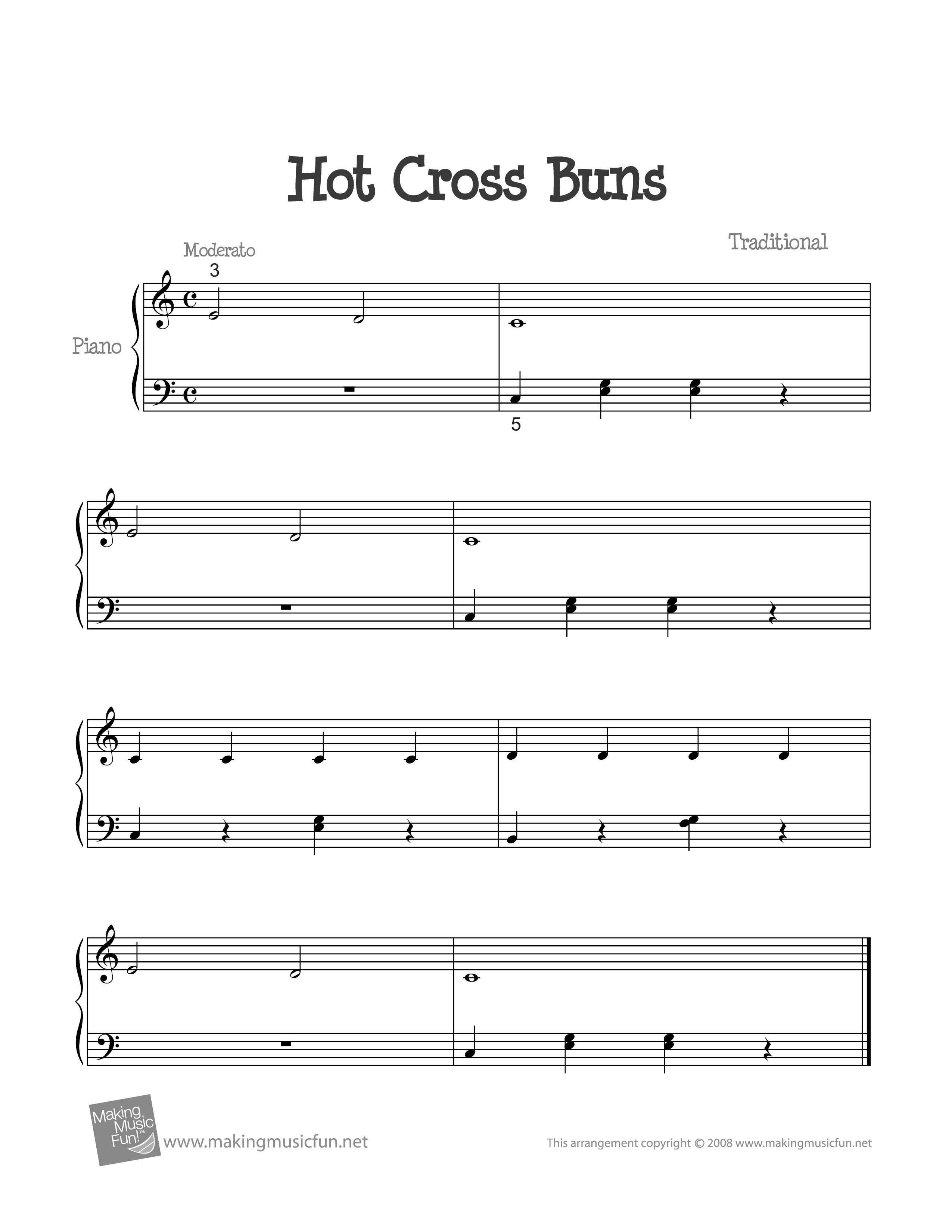 Hot Cross Buns琴谱