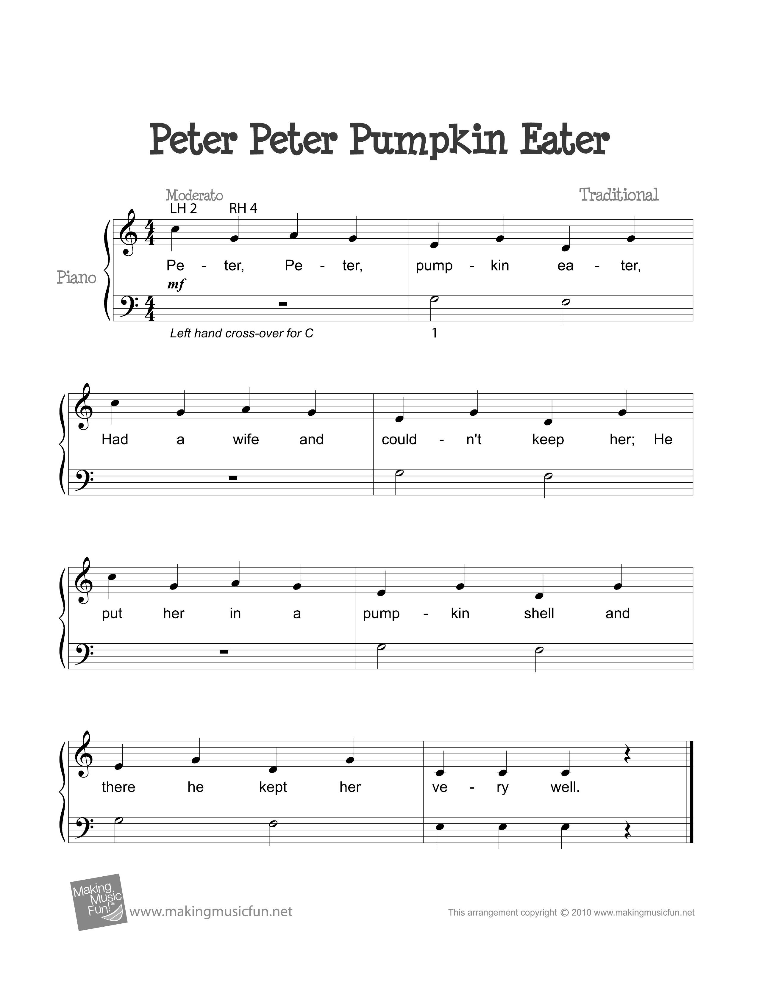 Peter, Peter Pumpkin Eater琴谱