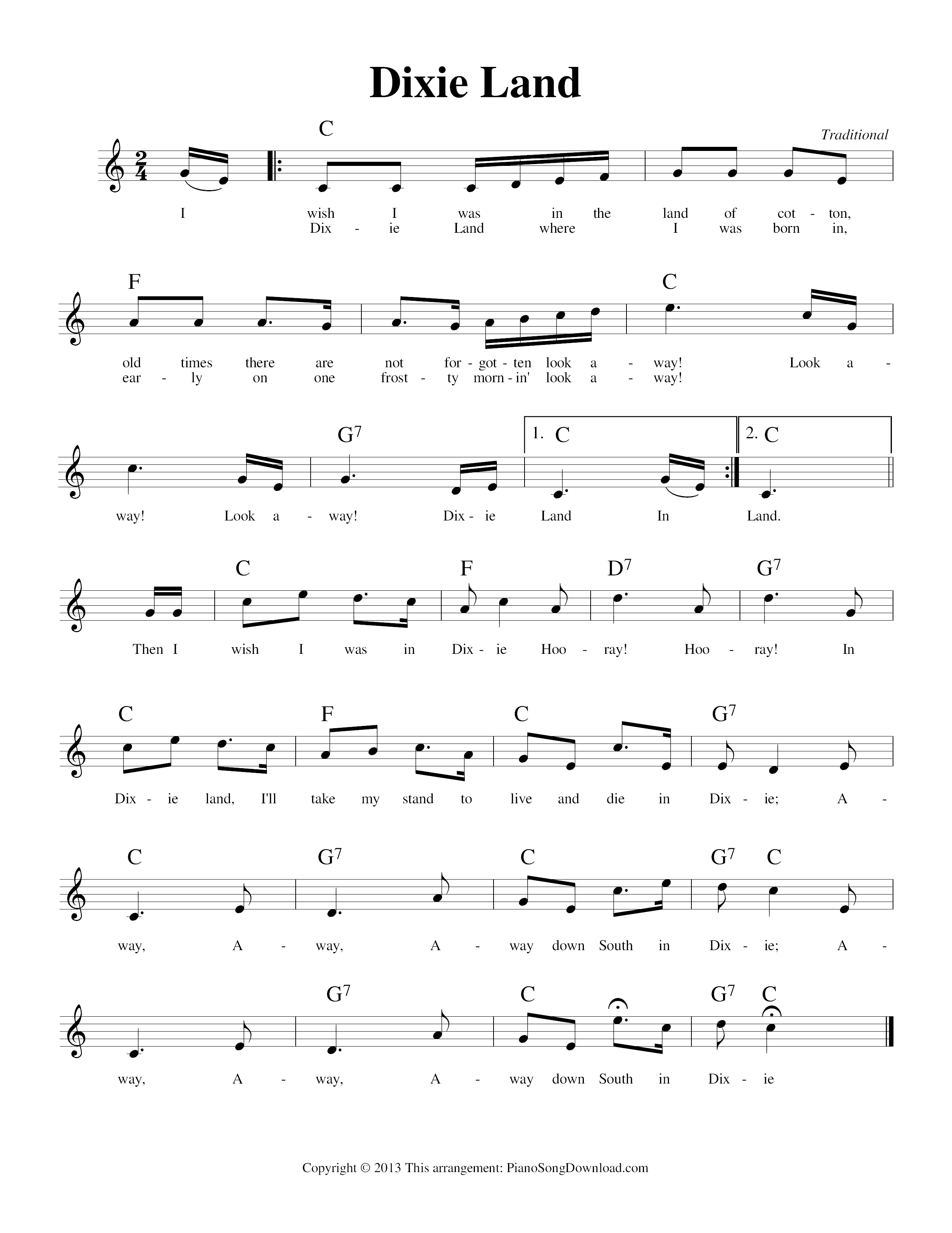 traditional-dixie-land-sheet-music-pdf-free-score-download