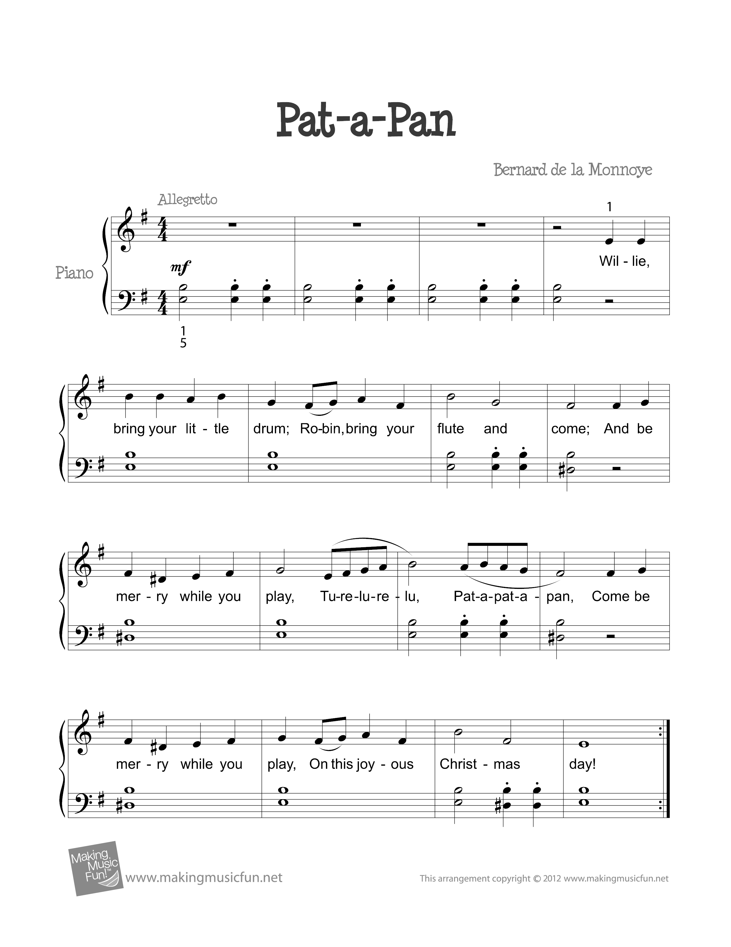 Pat a Pan琴谱