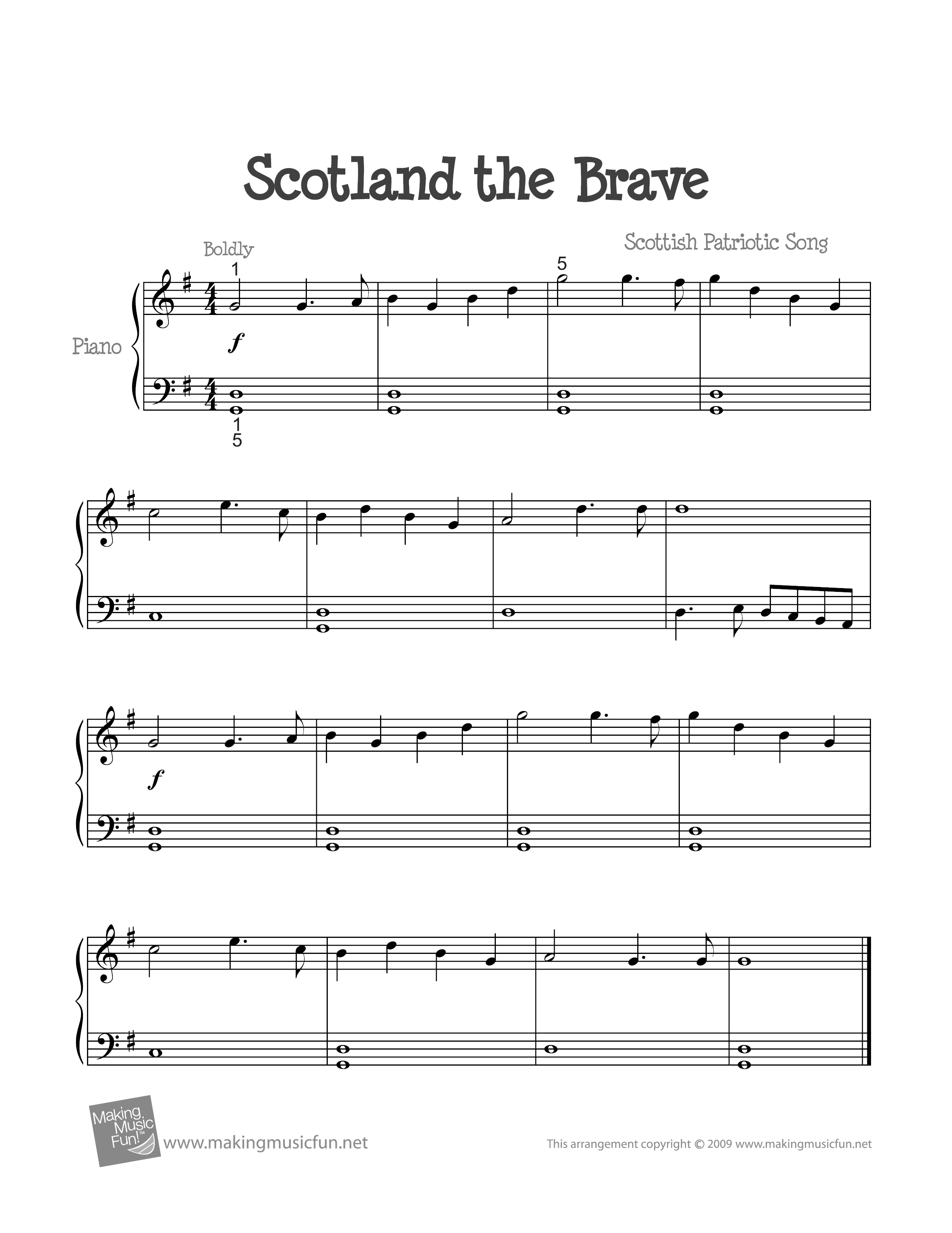 Scotland the Brave琴谱