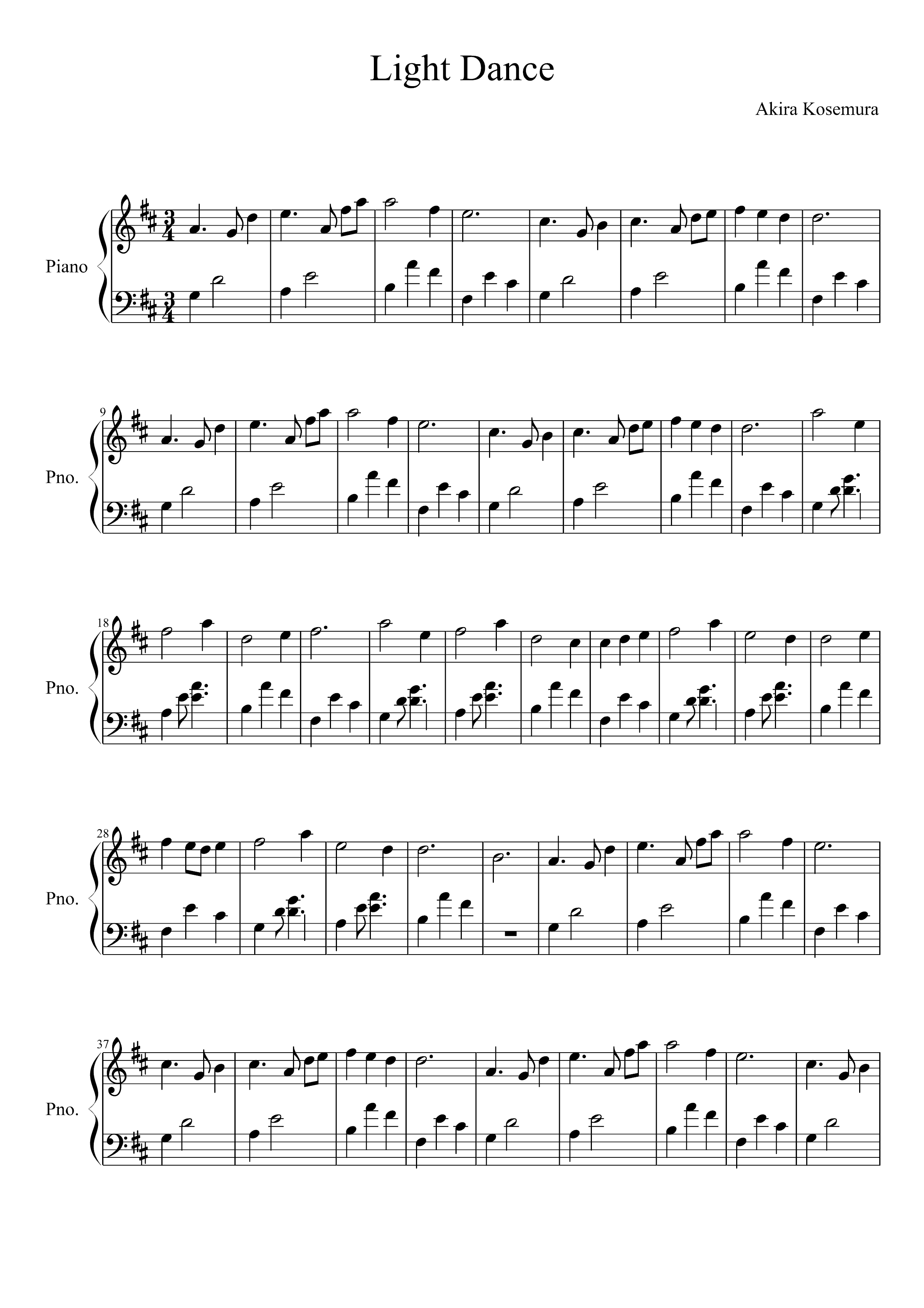 Å°ç¨ææ¶ Akira Kosemura Light Dance Sheet Music Pdf Free Score Download