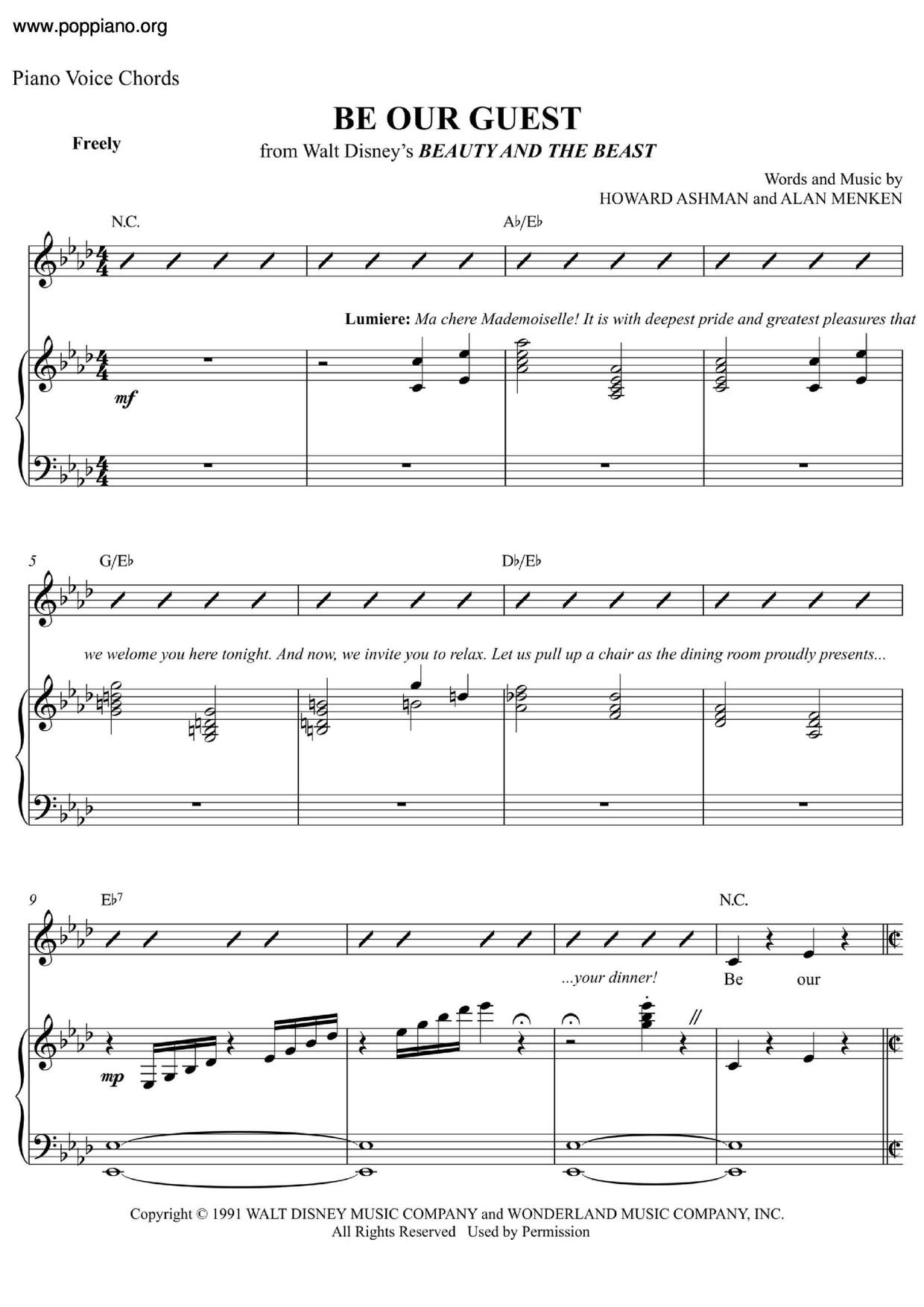 Beauty And The Beast Be Our Guest Sheet Music Piano Score Free Pdf Download Hk Pop Piano Academy