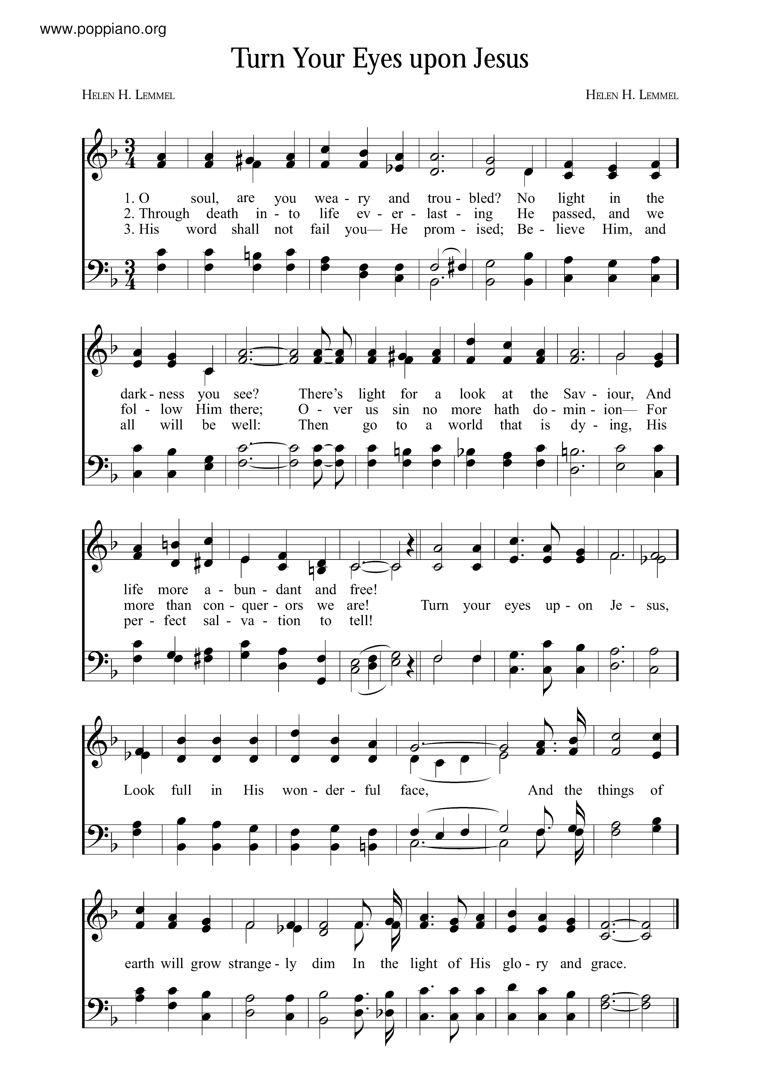 Hymn Turn Your Eyes Upon Jesus Sheet Music Pdf Free Score Download ★ 