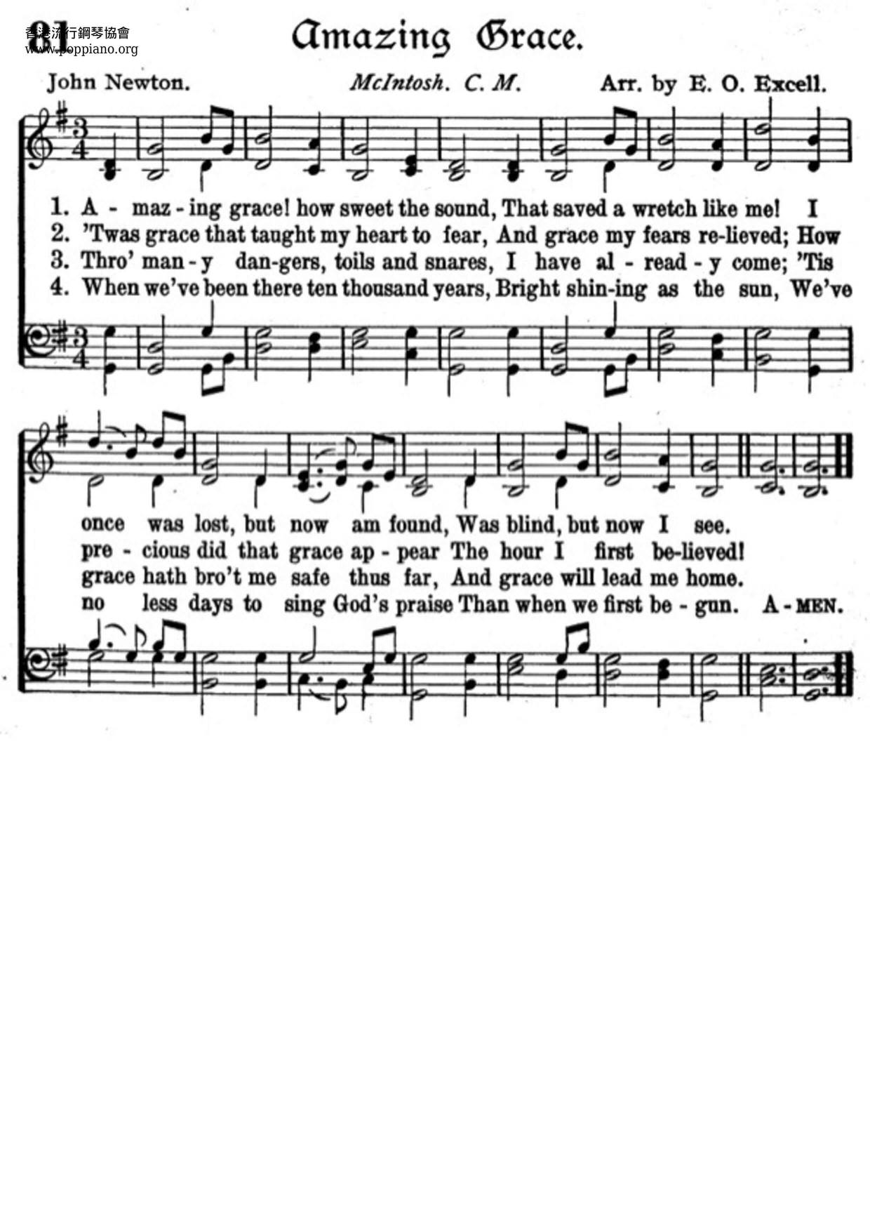 HymnAmazing Grace Sheet Music pdf, Free Score Download ★