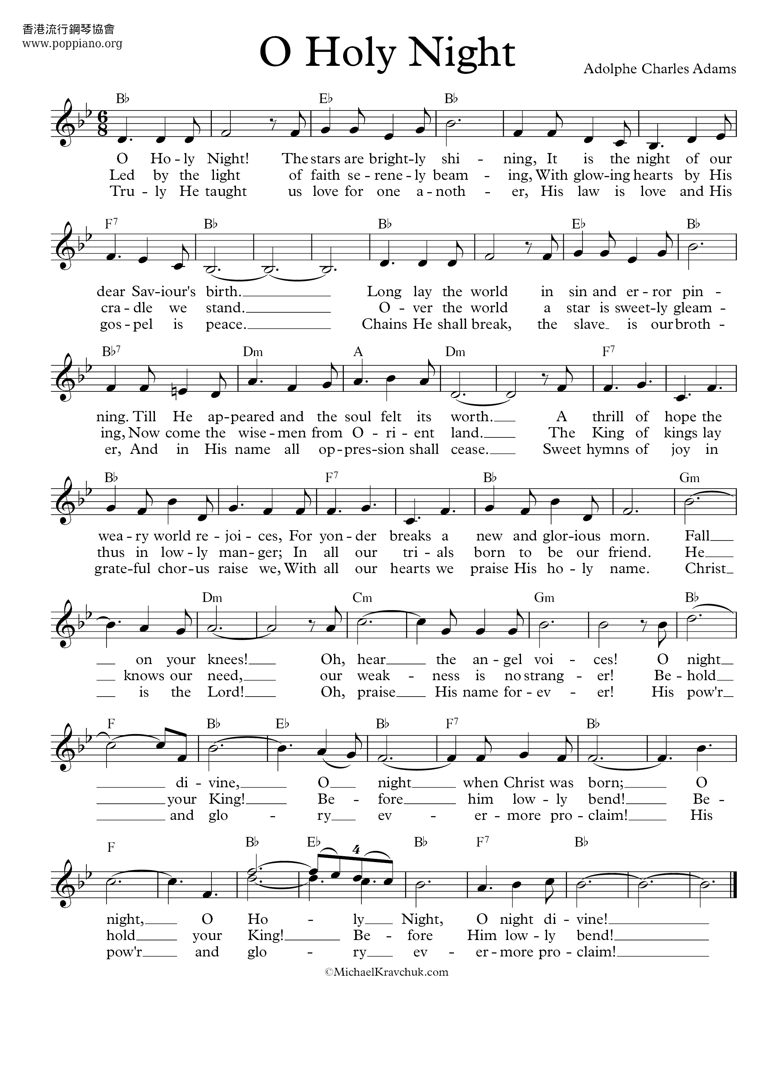 O Holy Night Chord Chart