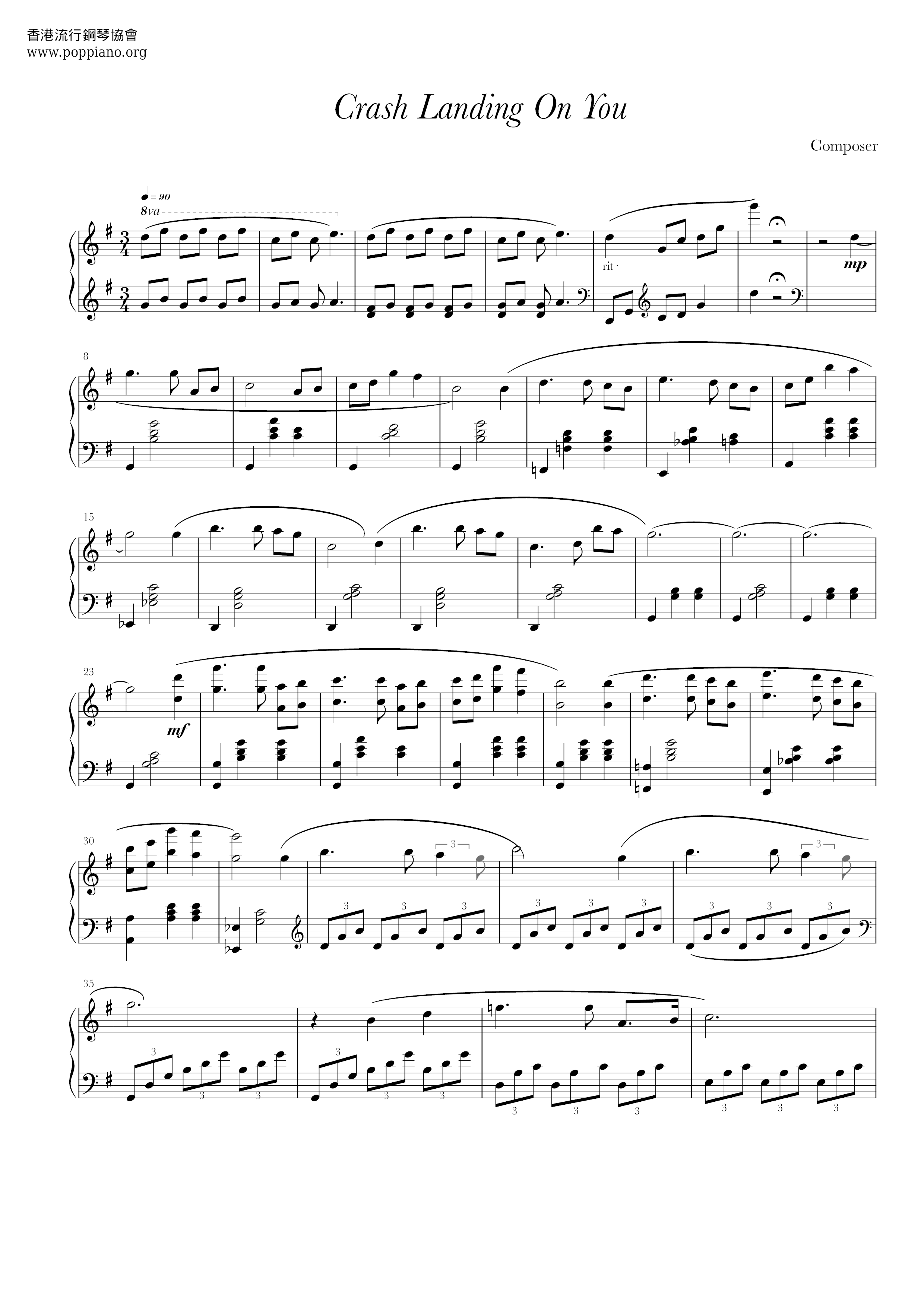  Crash  Landing  On You  The Song For My Brother Sheet  Music  