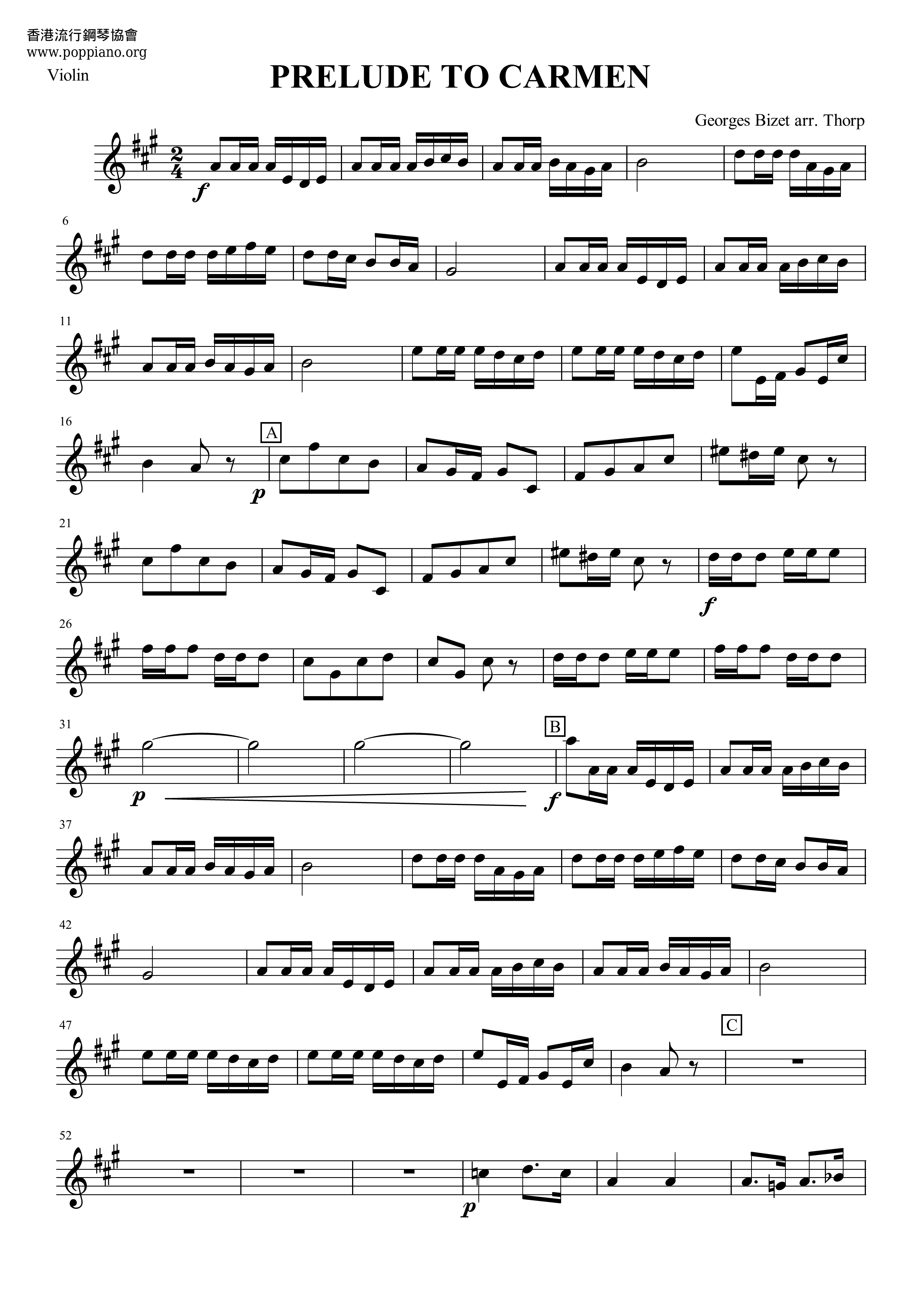 Bizet Prelude To Carmen Violin Score Pdf Free Score Download ★ 