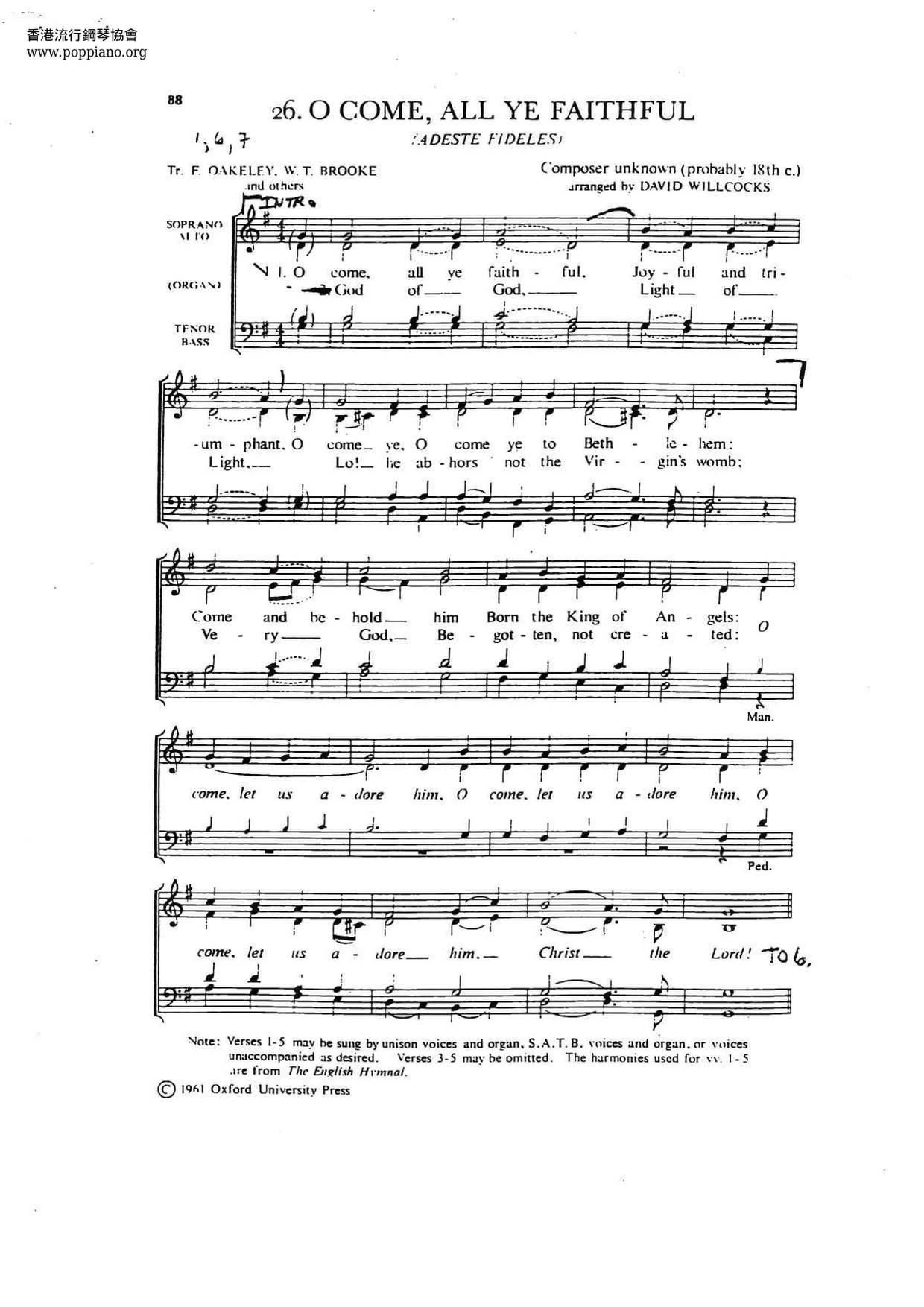 Christmas O Come All Ye Faithful Sheet Music Pdf Free Score Download