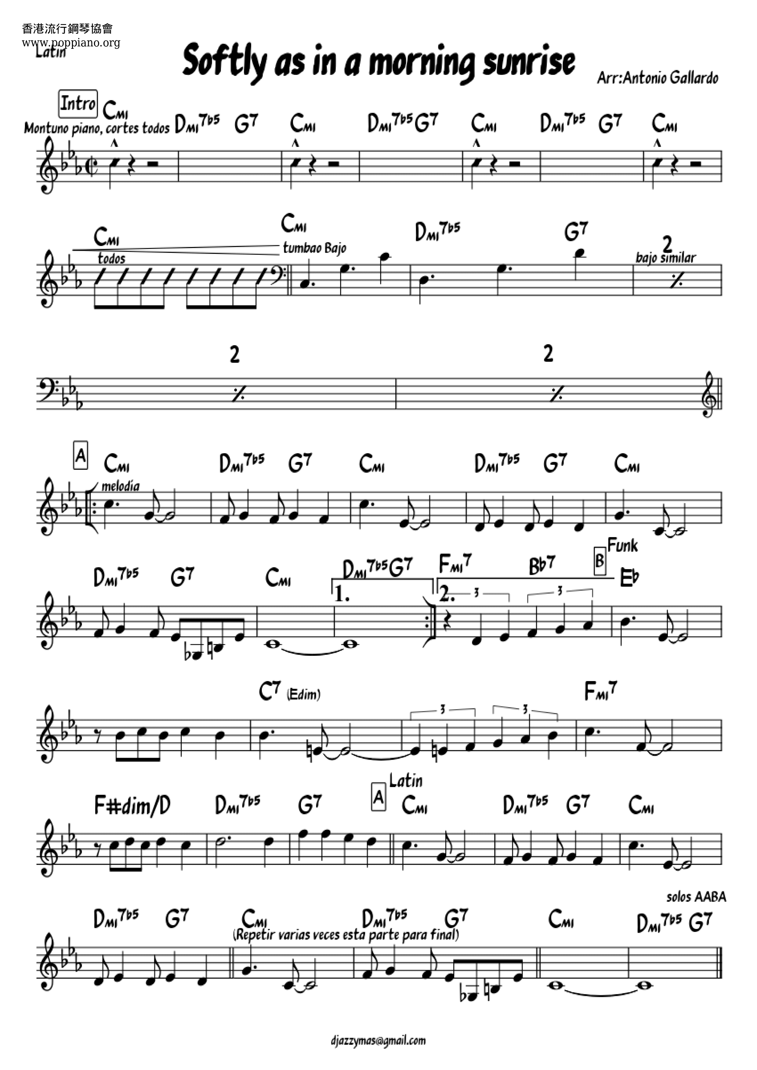 John Coltrane Softly As In A Morning Sunrise Sheet Music Pdf Free Score Download