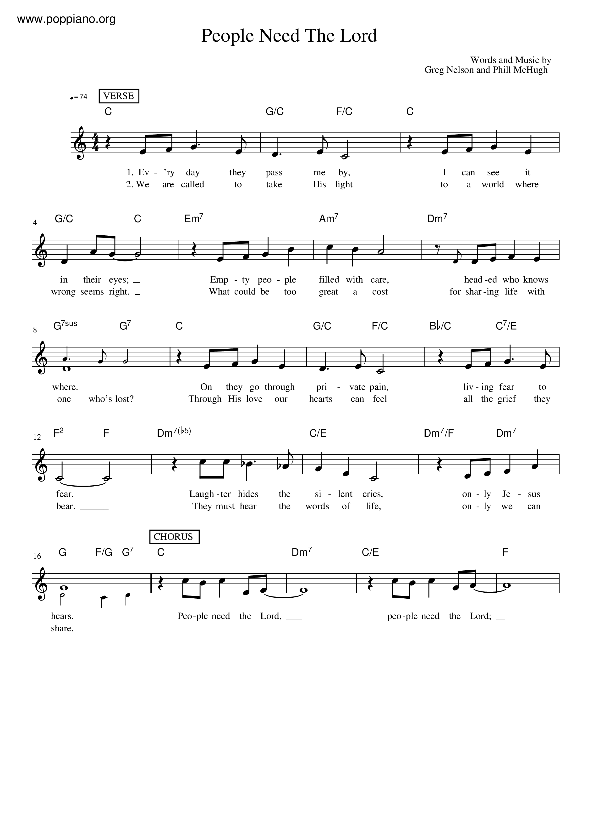 Steve Green-People Need The Lord Sheet Music pdf, - Free Score Download ★