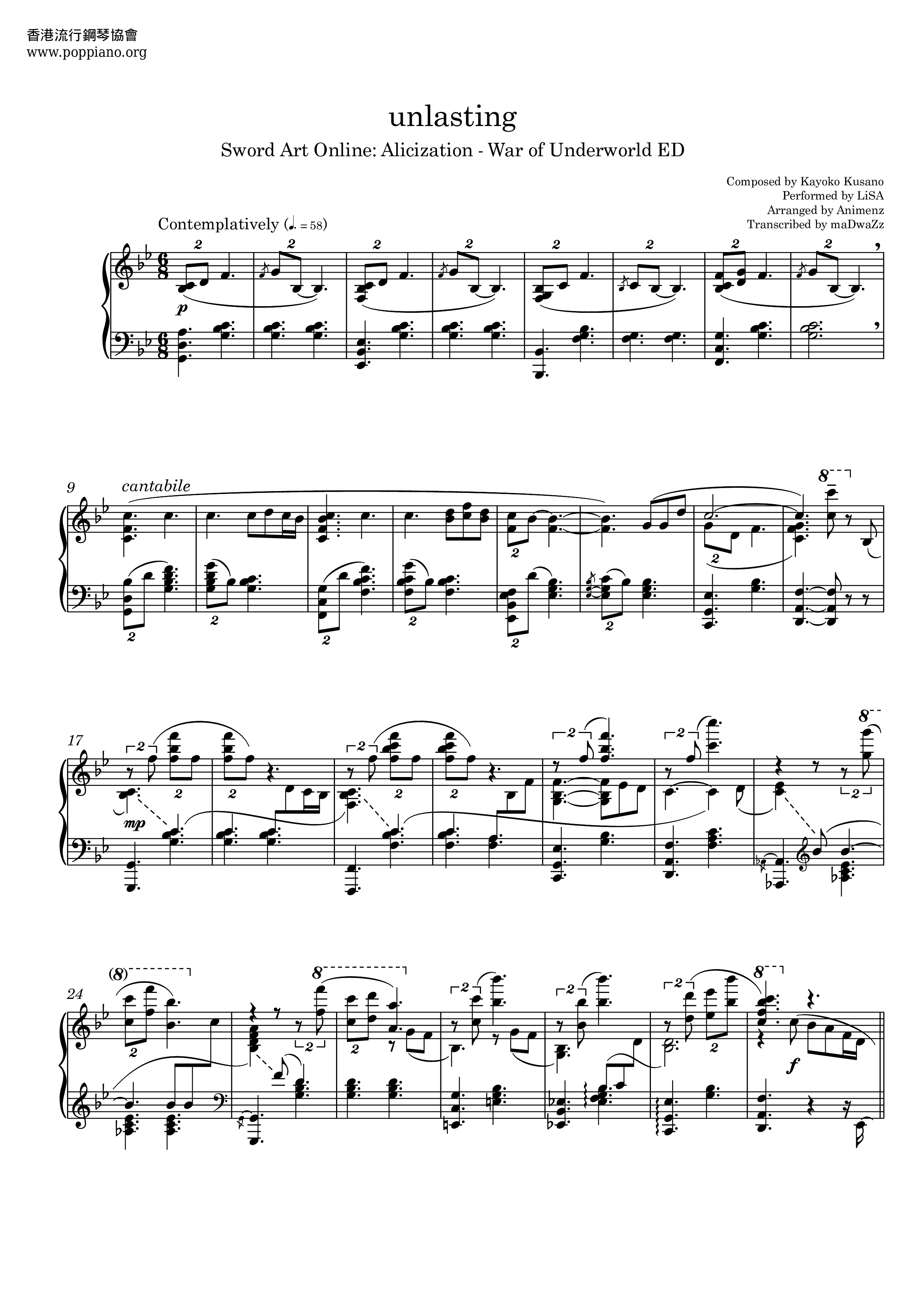 刀劍神域 Unlastingall Versions Sheet Music Piano Score Free Pdf Download Hk Pop Piano Academy