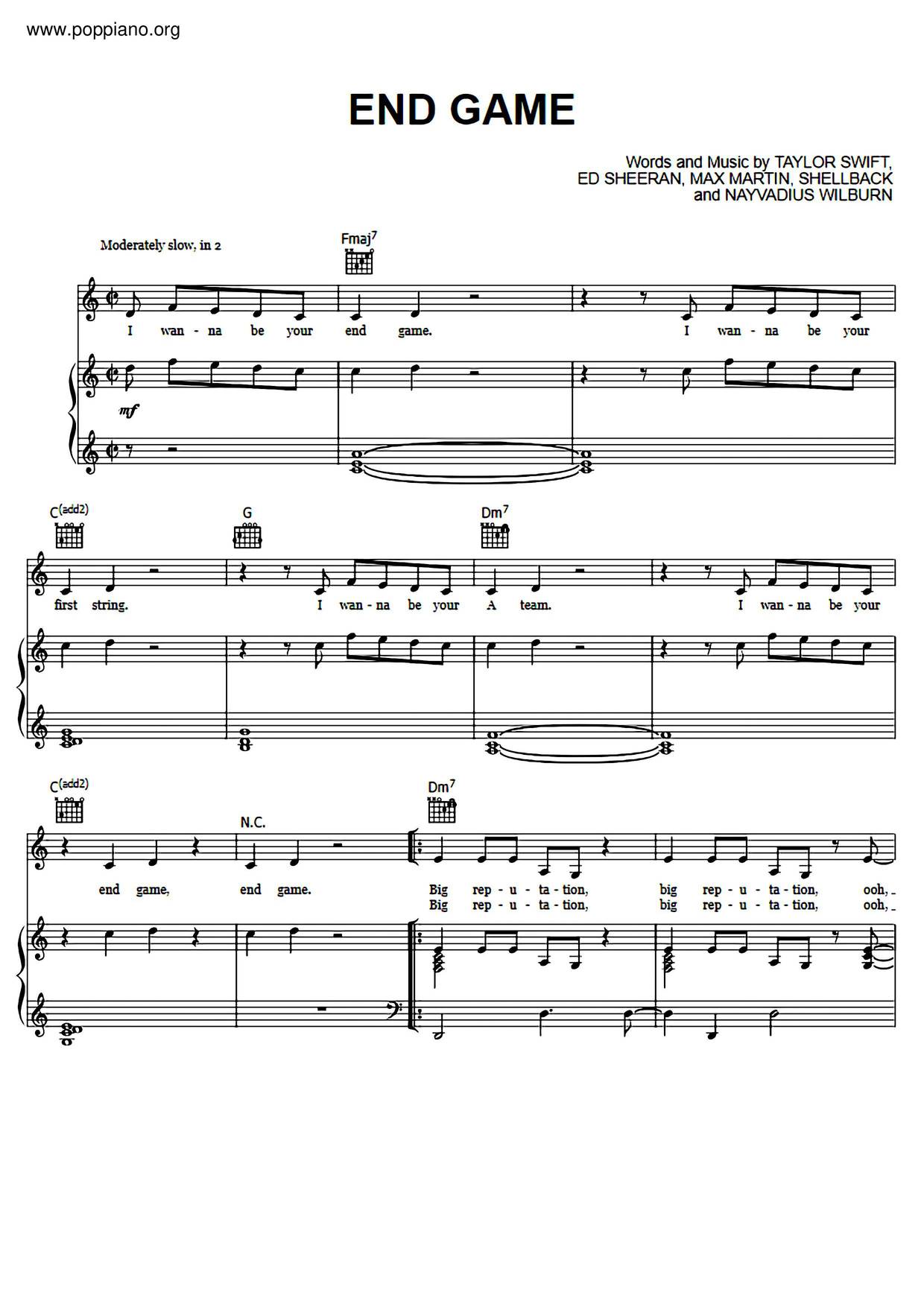 taylor-swift-ed-sheeran-end-game-sheet-music-pdf-free-score-download