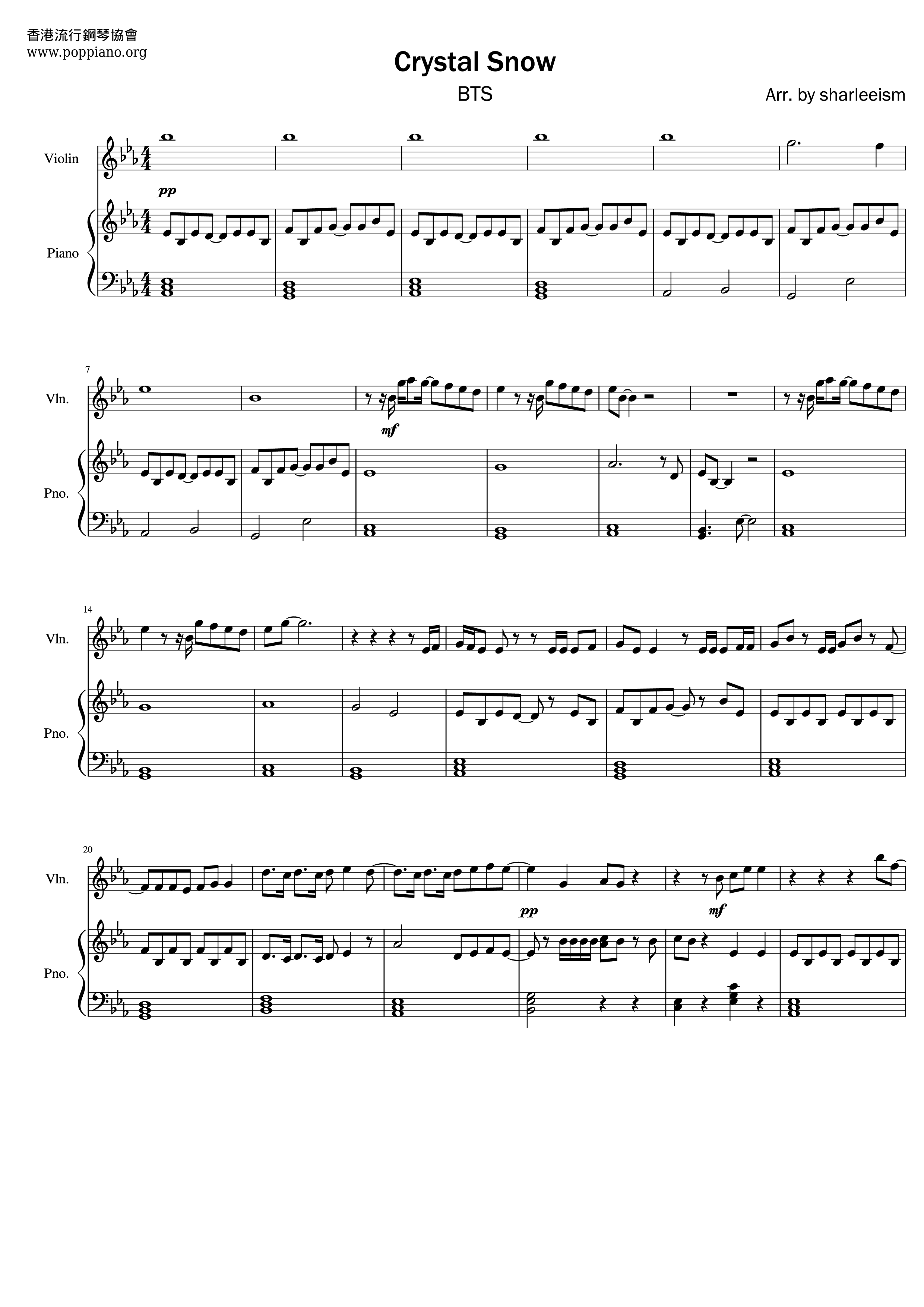 Bts Crystal Snow Sheet Music Pdf Free Score Download