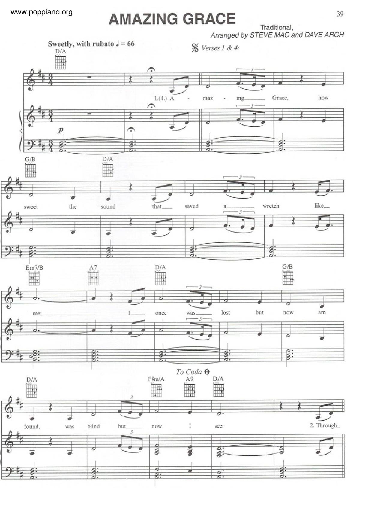 Hymn Amazing Grace Sheet Music Pdf Free Score Download