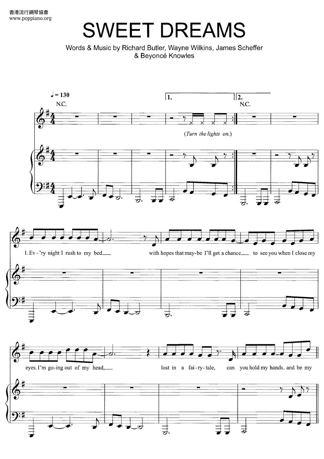 Beyonce Sweet Dreams Sheet Music Pdf Free Score Download 