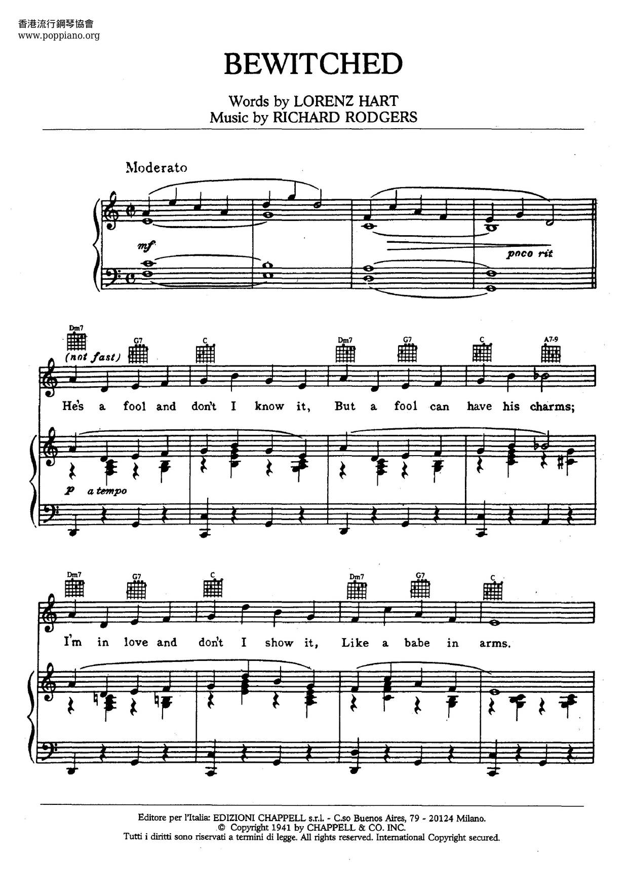 Bewitched - Sheet Music / Piano Score Free PDF Download - HK Pop Piano ...