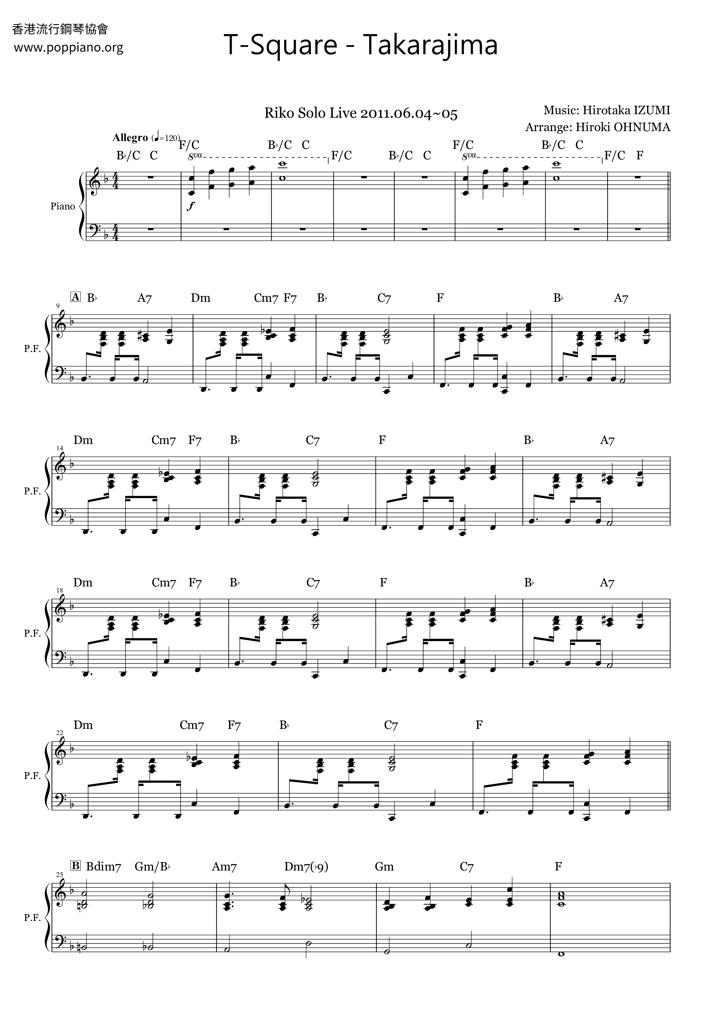 Takarajimaall Versions Sheet Music Piano Score Free Pdf Download Hk Pop Piano Academy