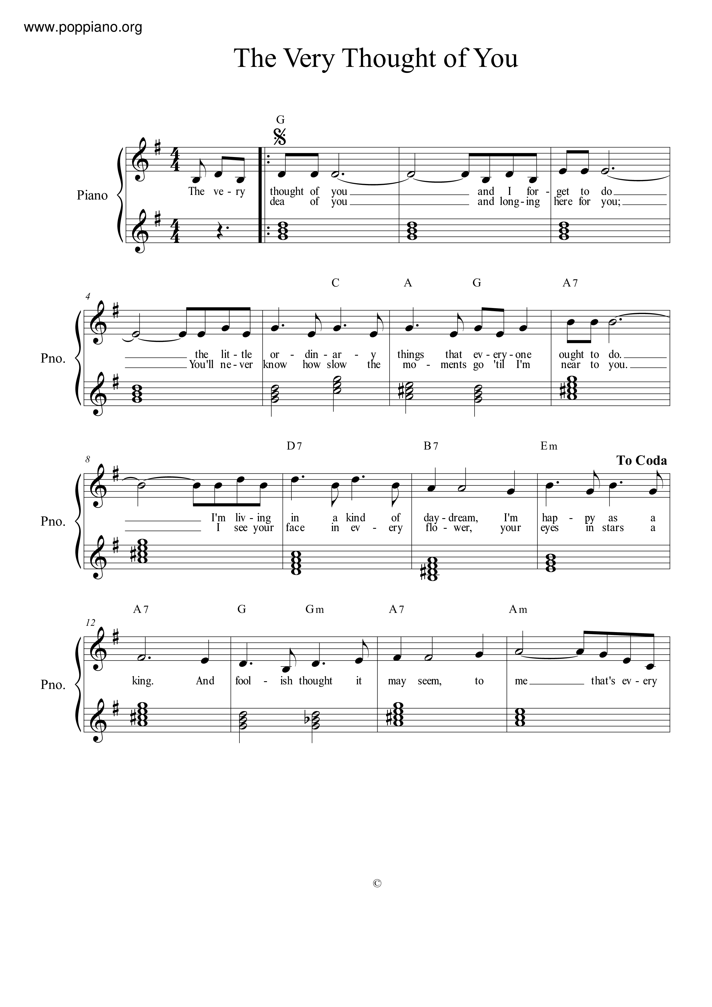 Natalie Cole The Very Thought Of You Sheet Music Pdf Free Score Download