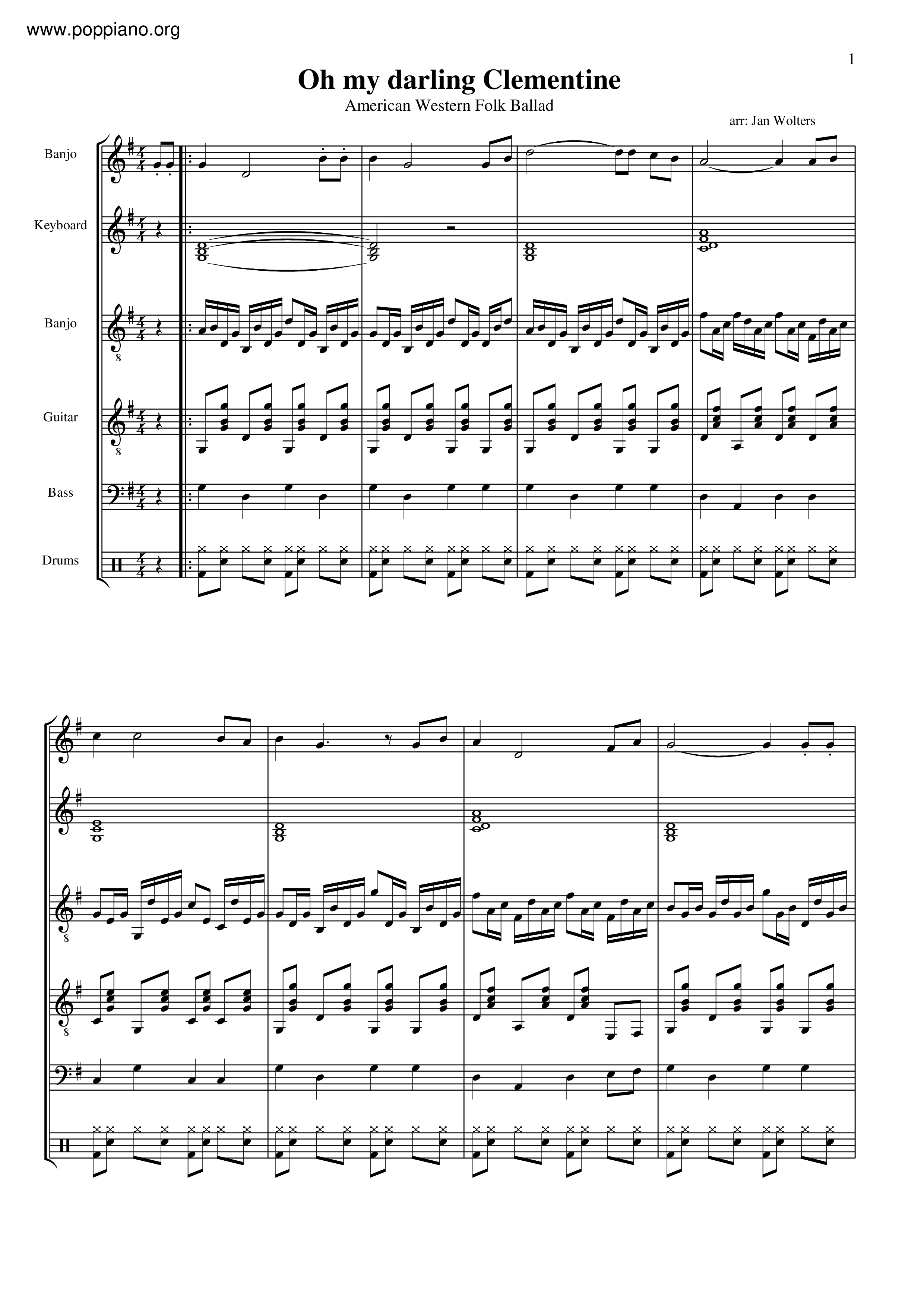 Kid Songs 小小姑娘 Oh My Darling Clementine Sheet Music Pdf 童謡 Free Score Download
