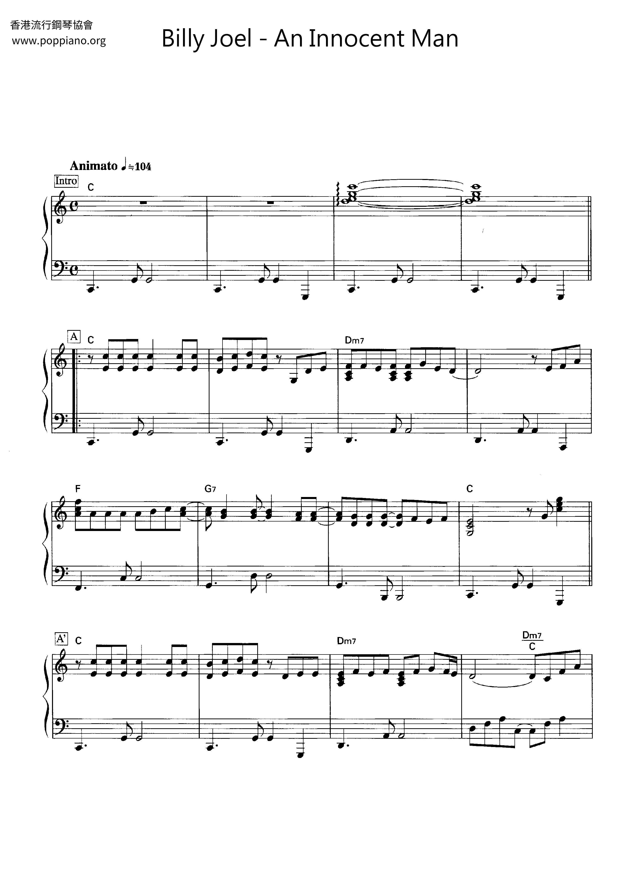 Billy Joel An Innocent Man Sheet Music Pdf Free Score Download