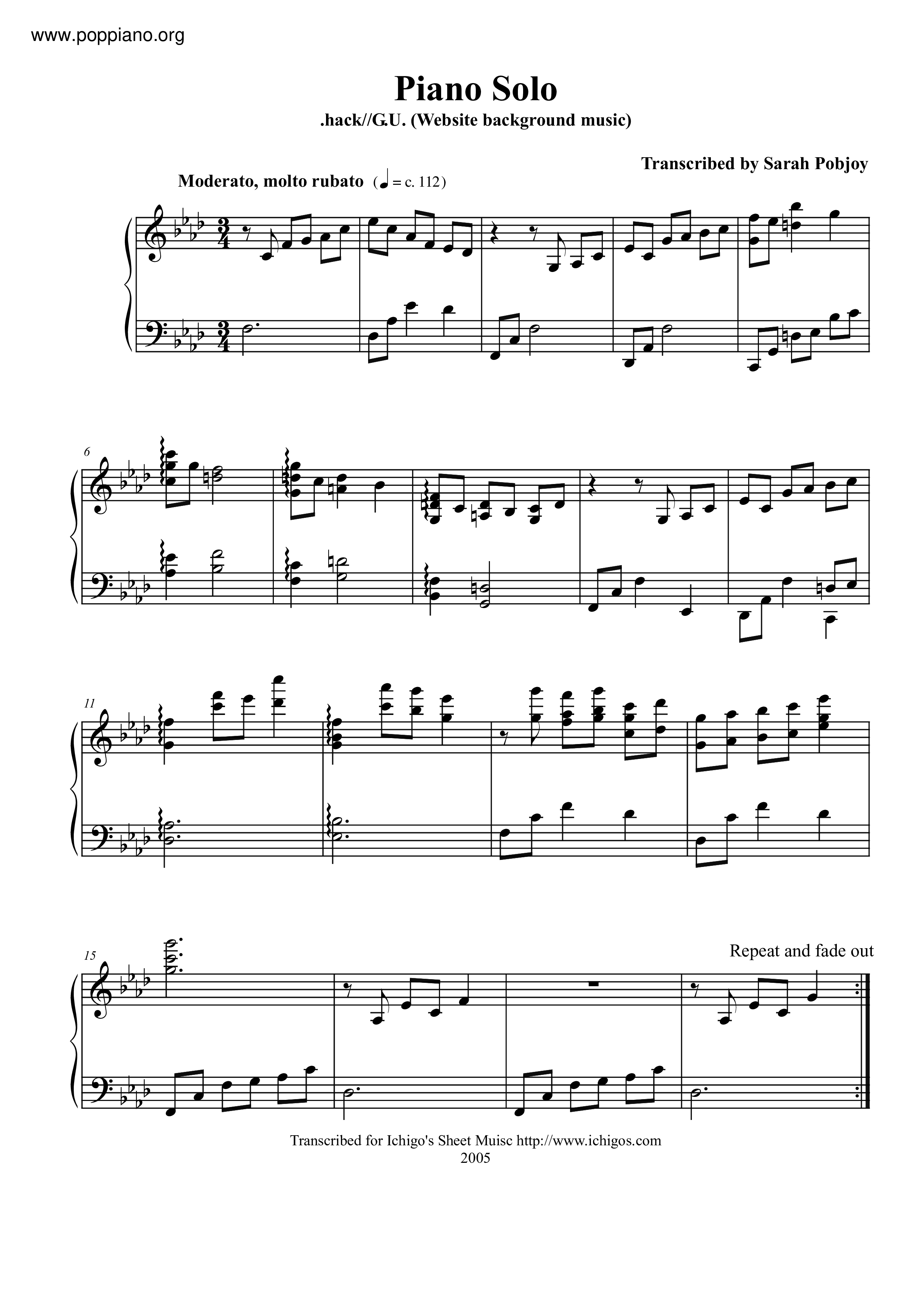 Hack G U Piano Solo Sheet Music Pdf Free Score Download