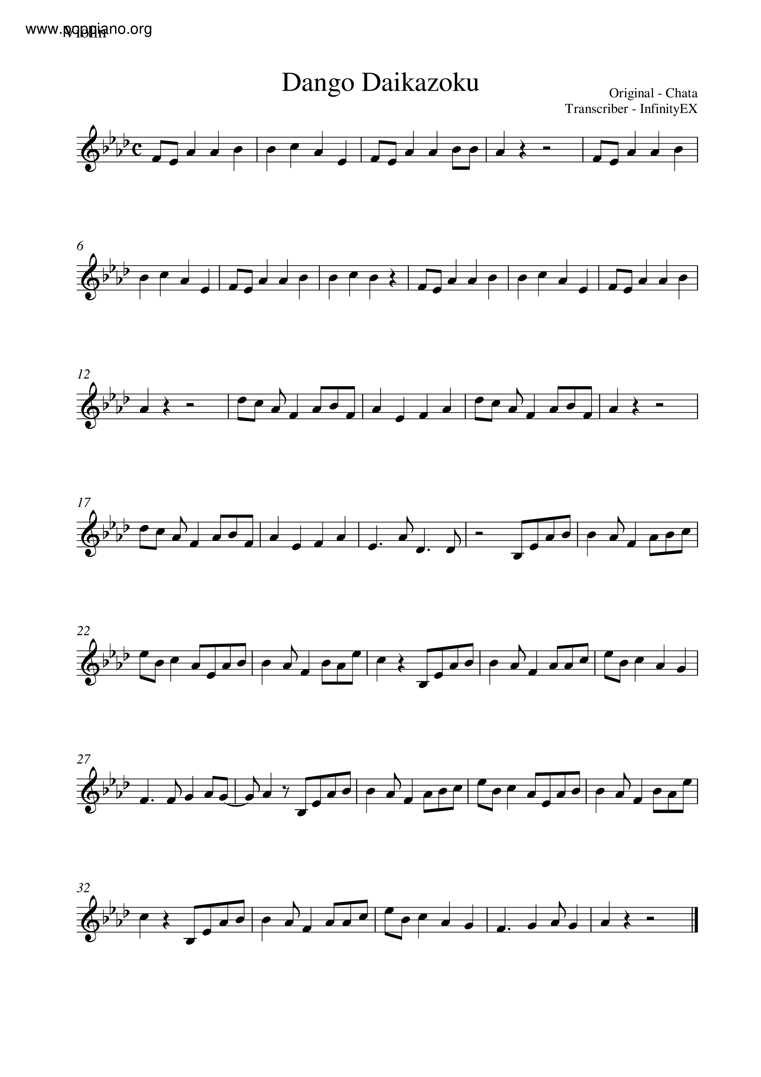 Clannad Dango Daikazoku Sheet Music Pdf だんご大家族 楽譜 Free Score Download